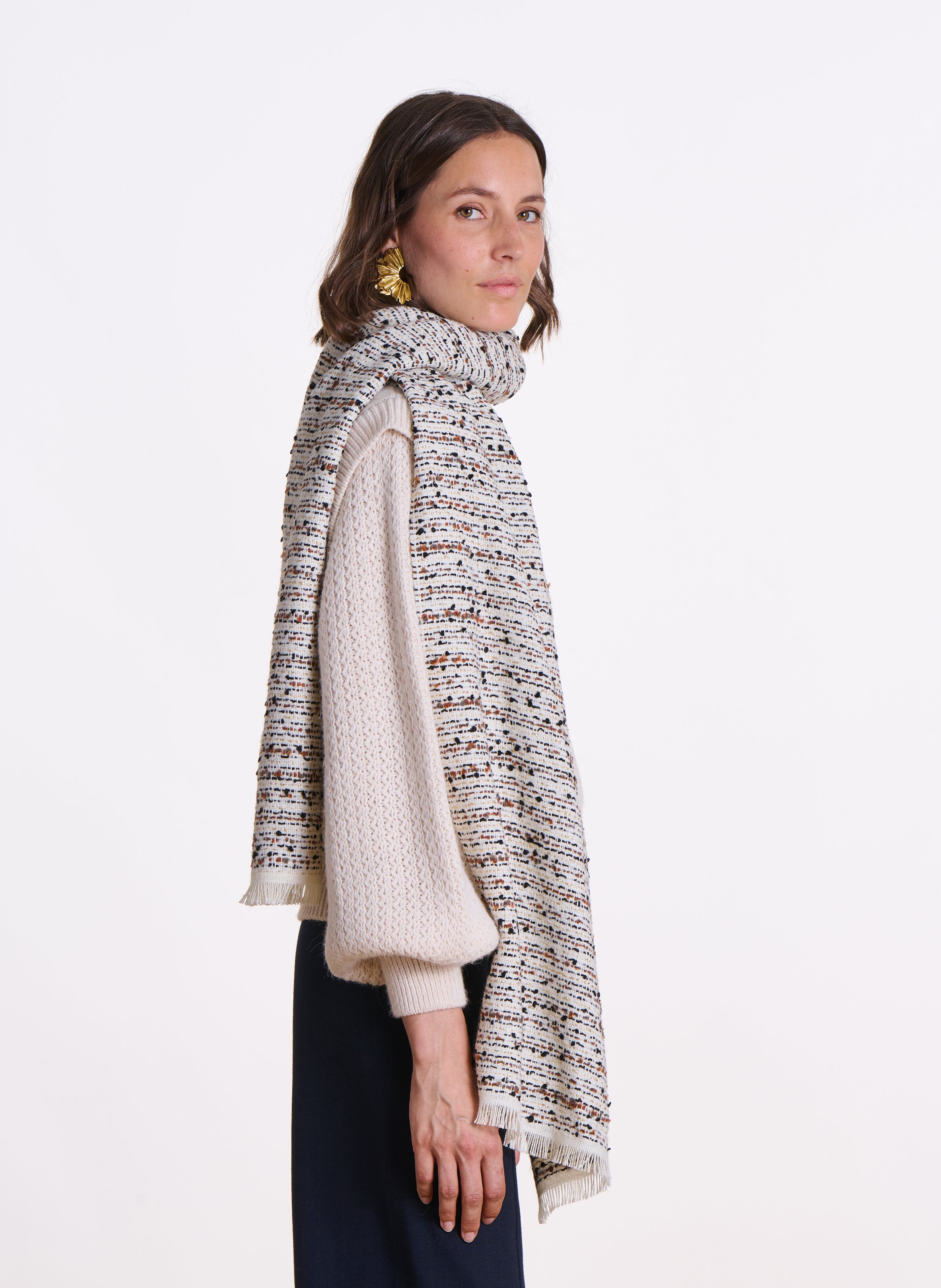 Echarpe rectangulaire effet tweed LA FEE MARABOUTEE