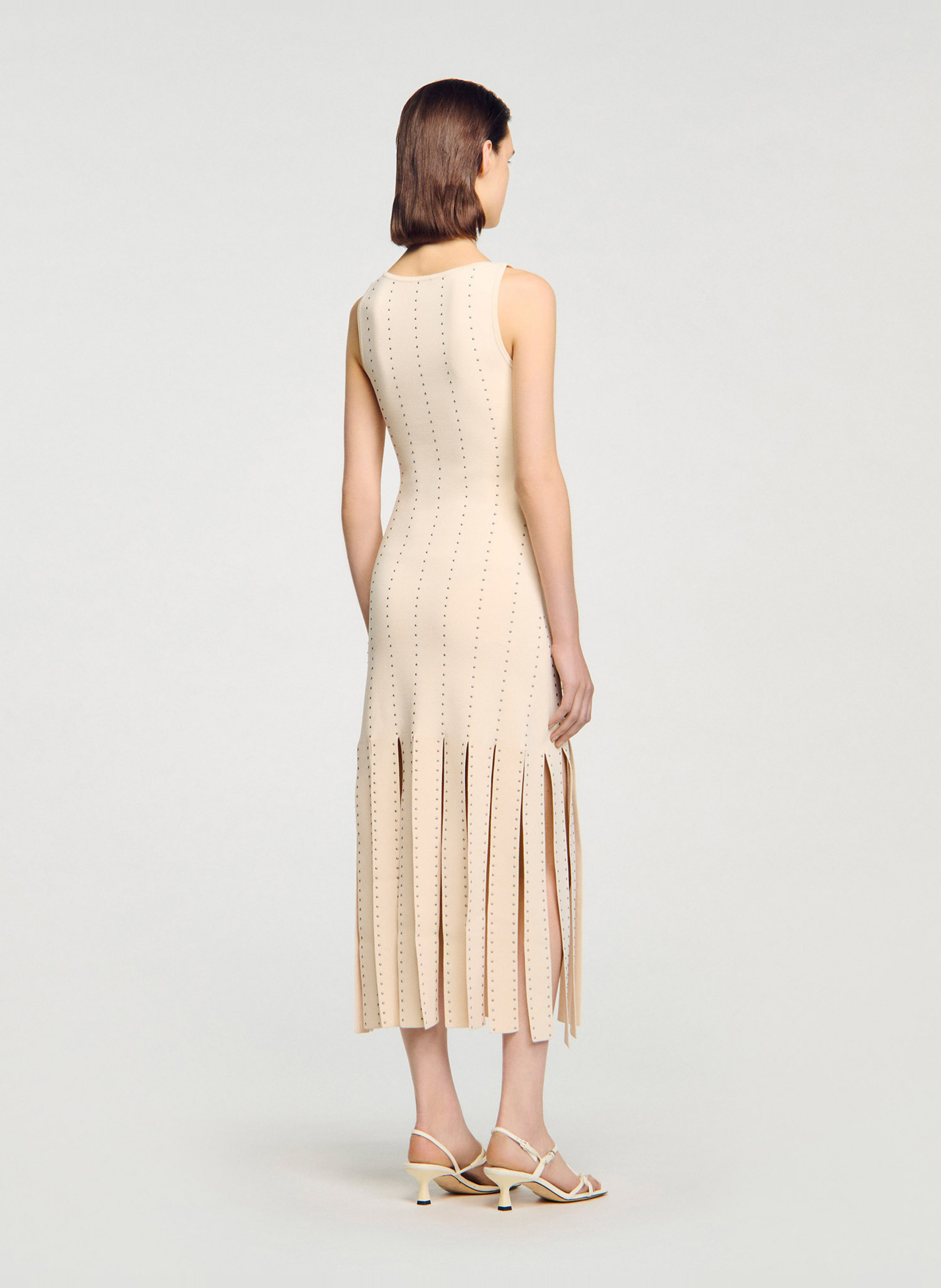 Robe longue col bateau  SANDRO Blanc