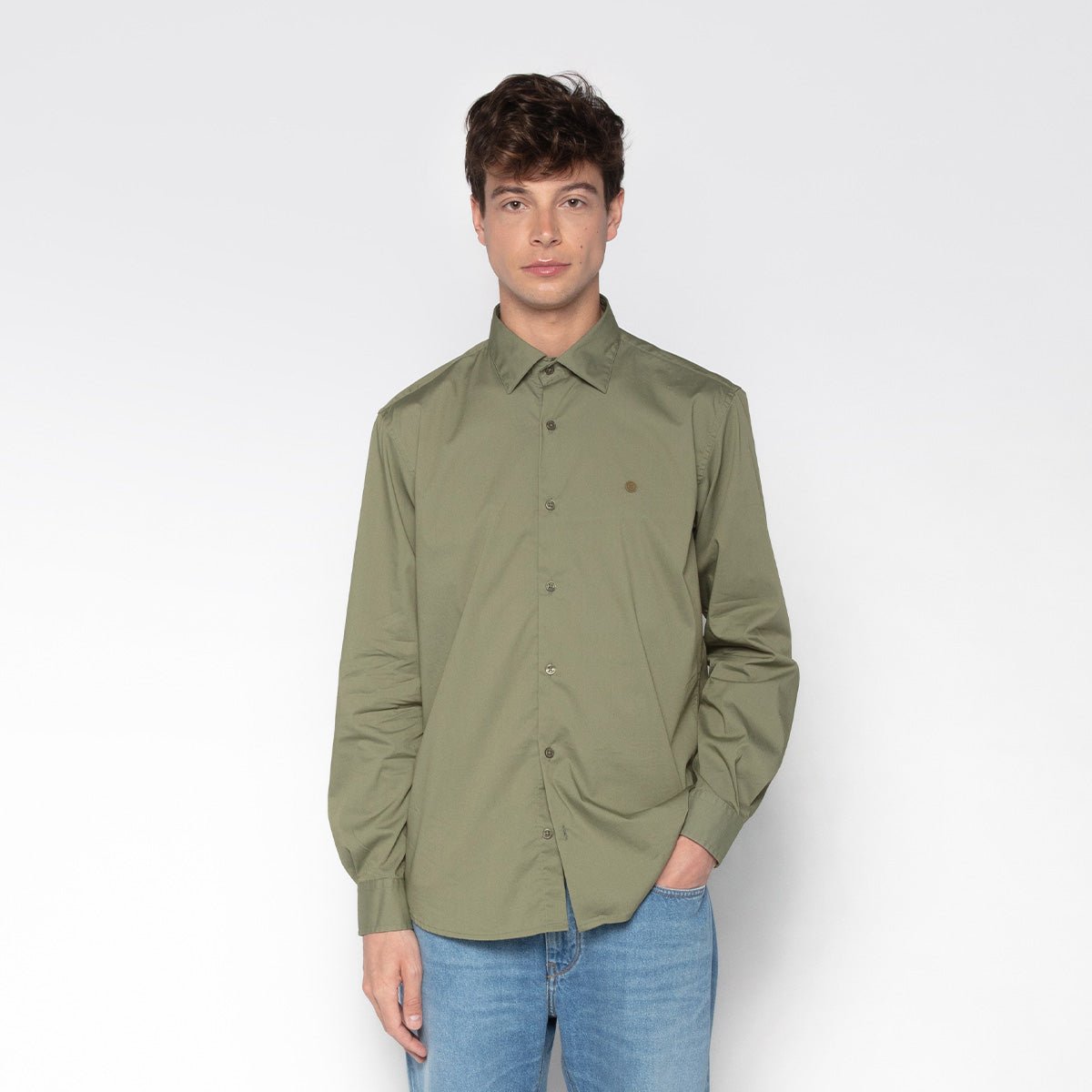 Solid stretch long-sleeve shirt SERGE BLANCO Green