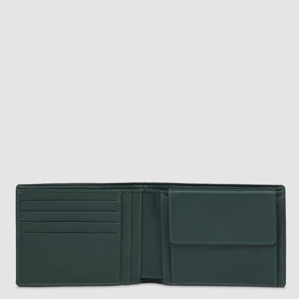 Men's wallet in recycled fabric and bio-based material with coin pocket and RFID protection PIQUADRO Green