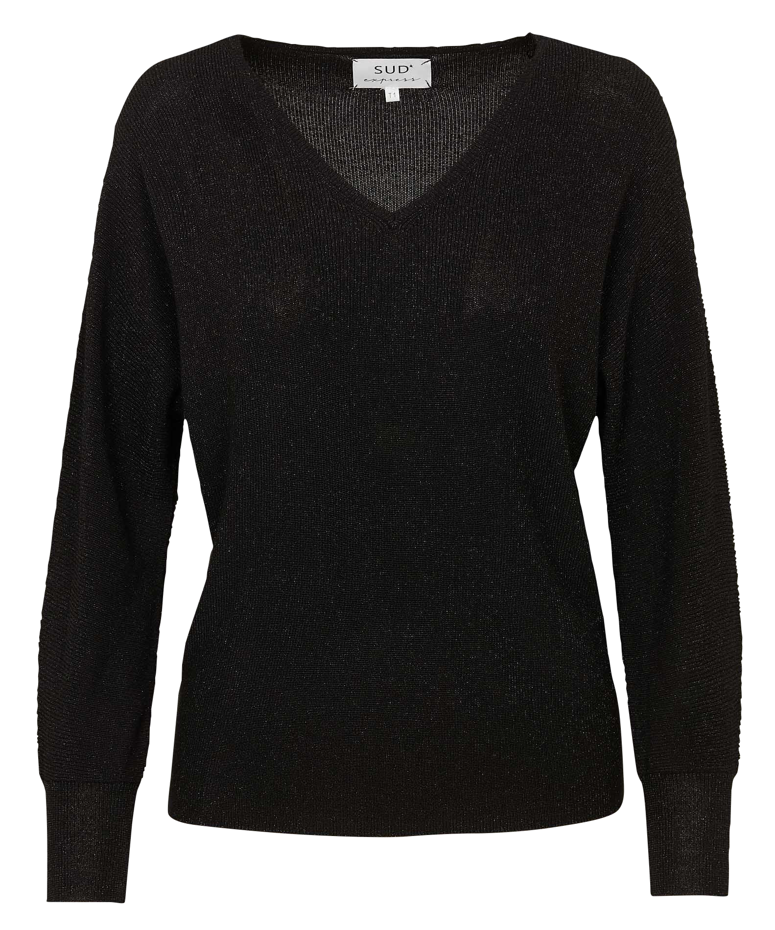 Pull ample pailleté manches chauve-souris  SUD EXPRESS Noir