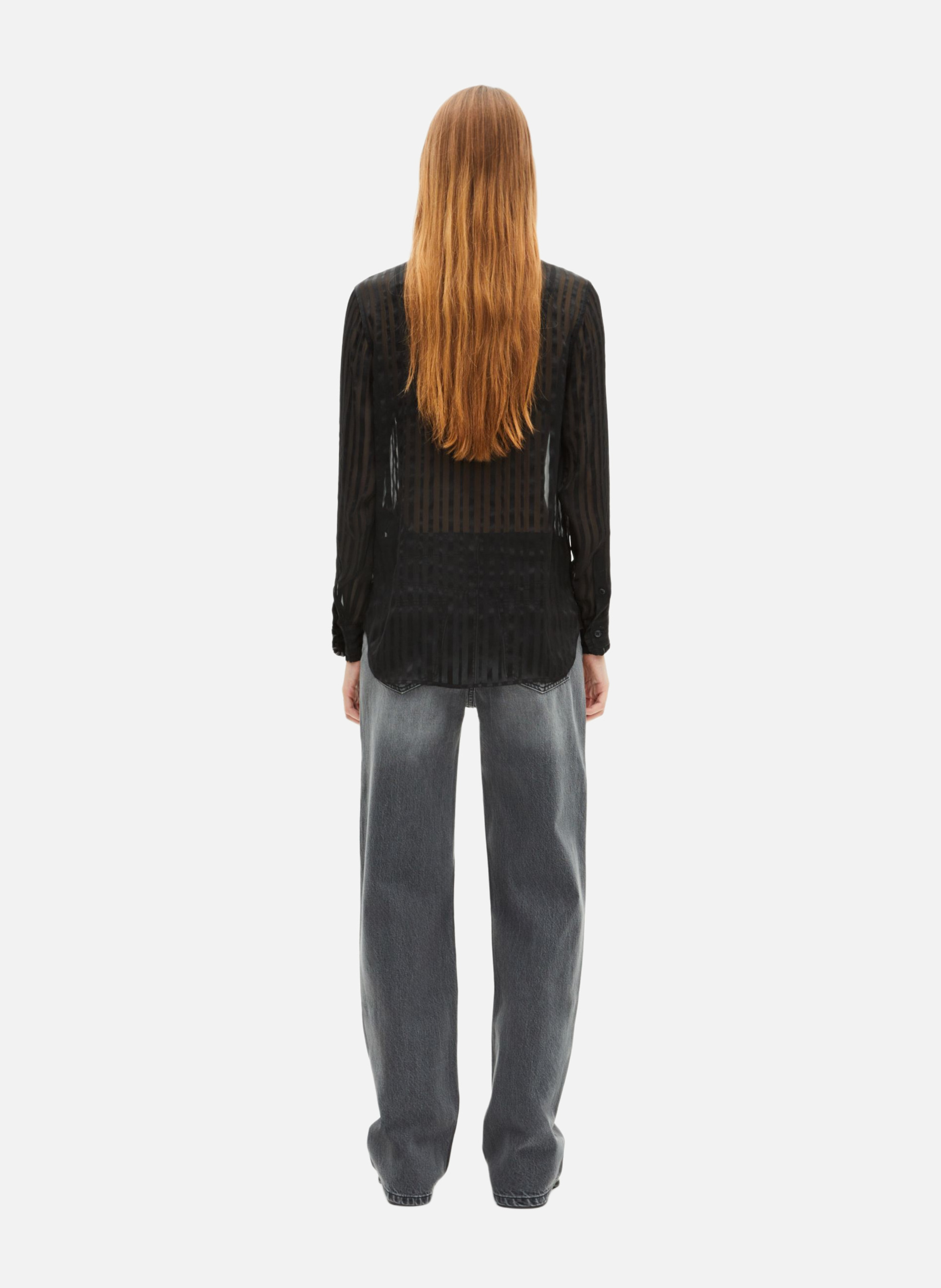 Printed silk satin classic-collar shirt THE KOOPLES Black