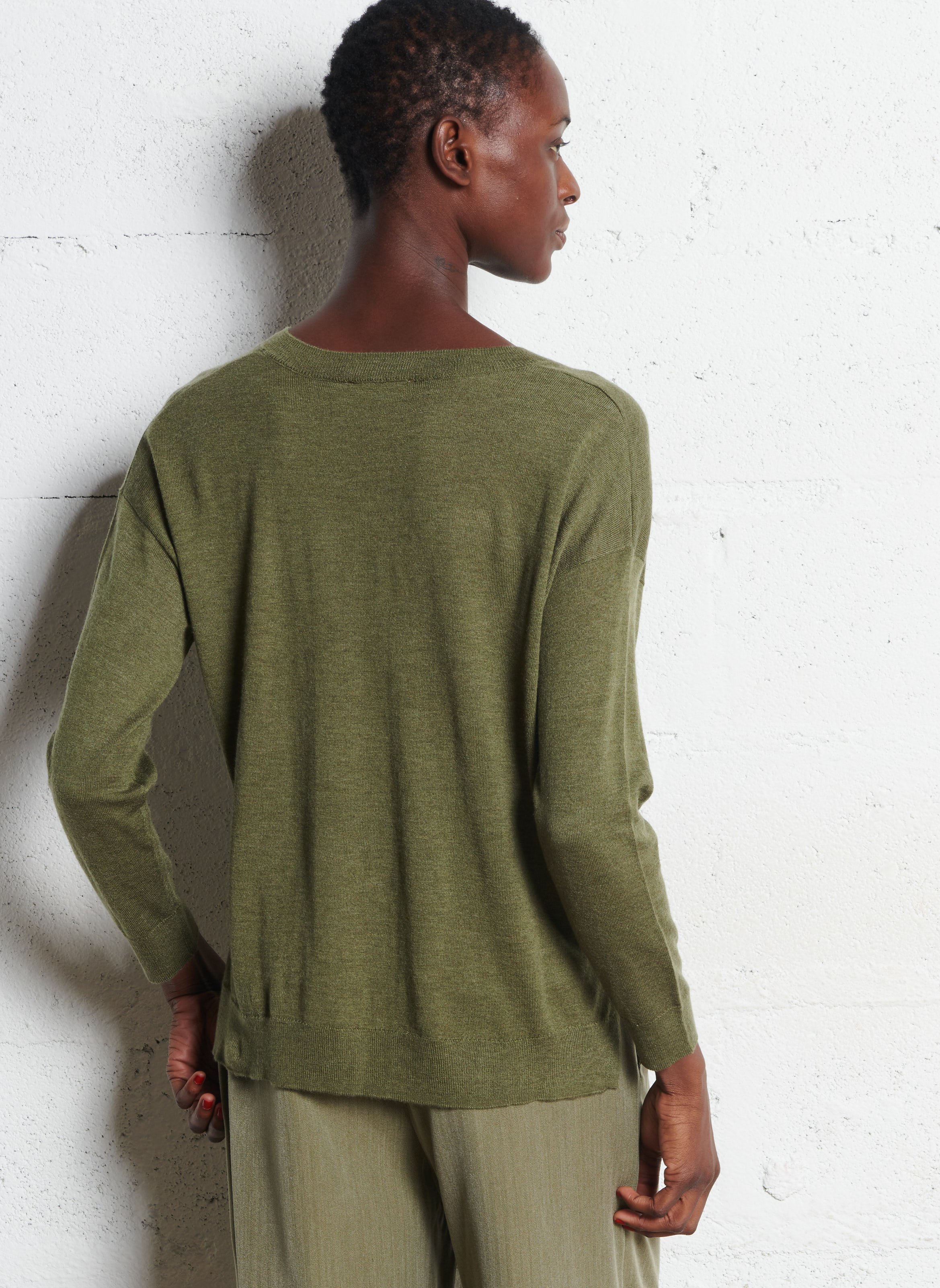 Pull maille fine ample LA PETITE ETOILE Vert