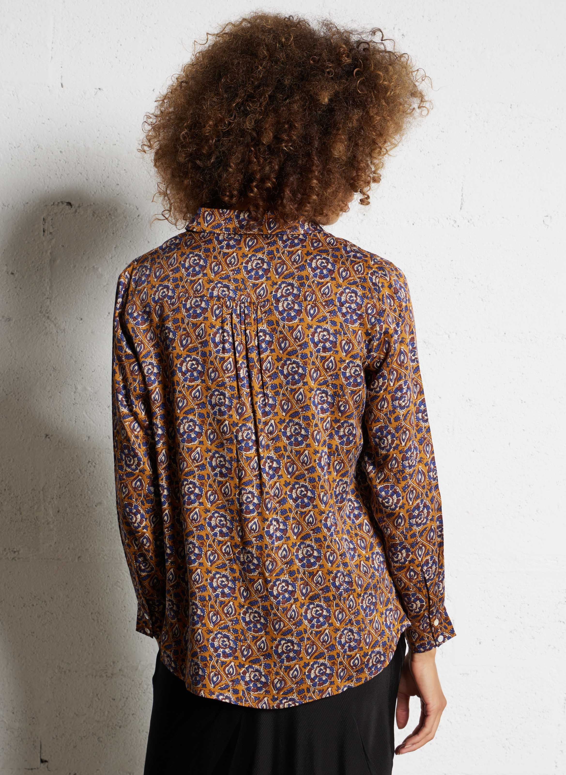Fitted cotton printed shirt BELLA JONES Brown