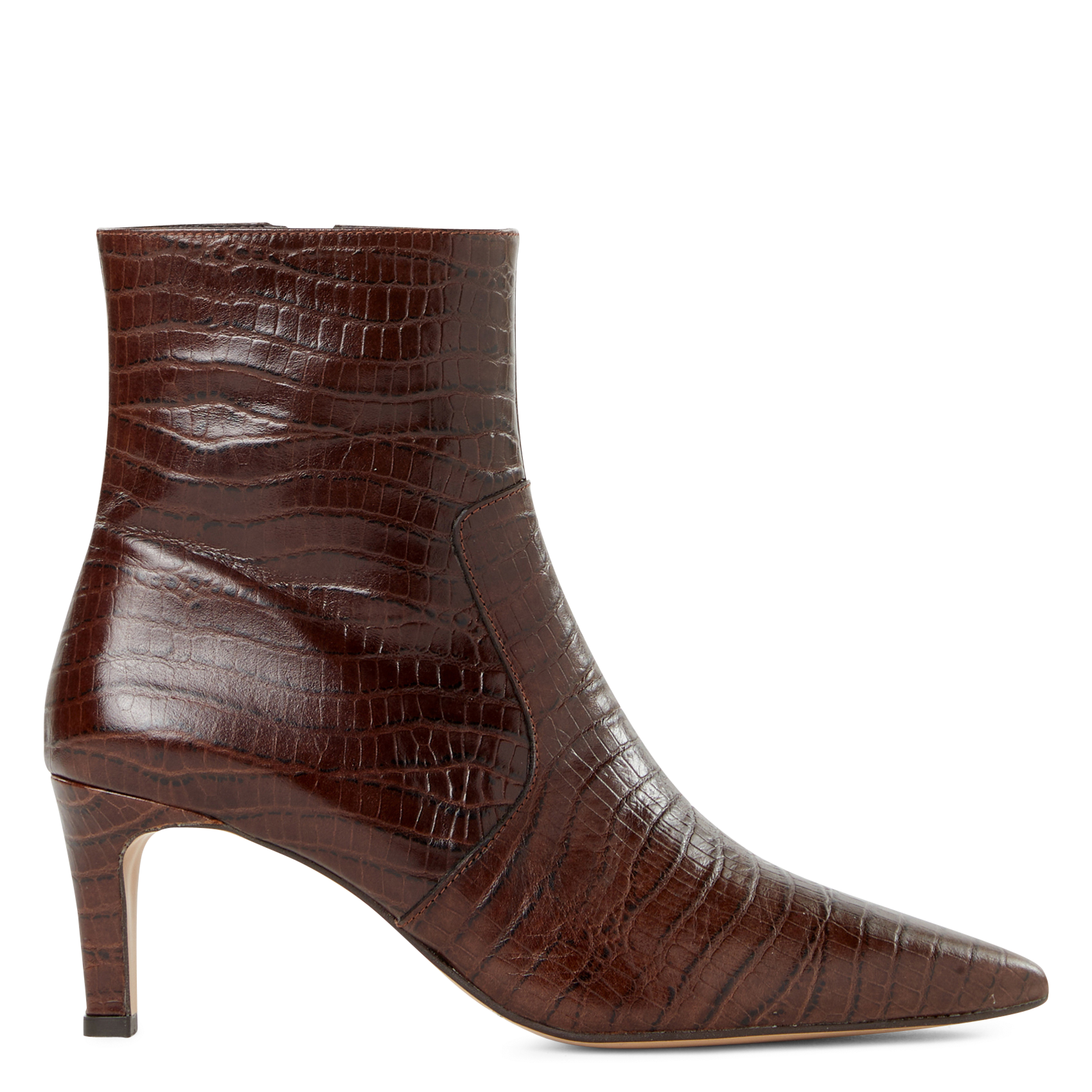 Bottines en cuir embossées croco SAISON 1865 Marron