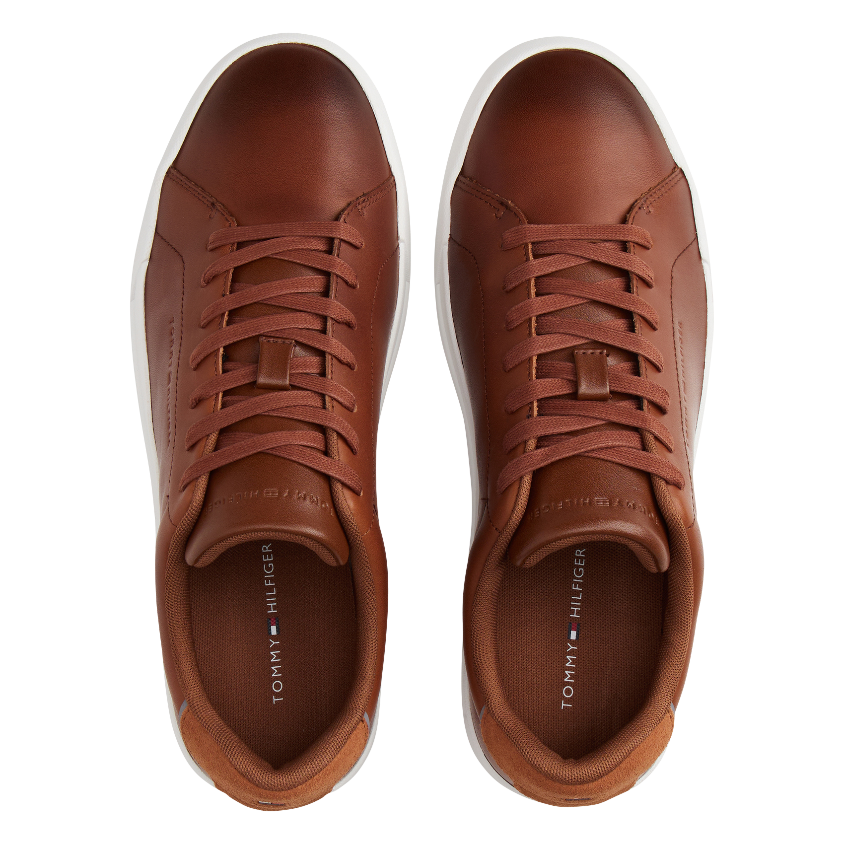 Baskets basses à lacets en cuir TOMMY HILFIGER Marron