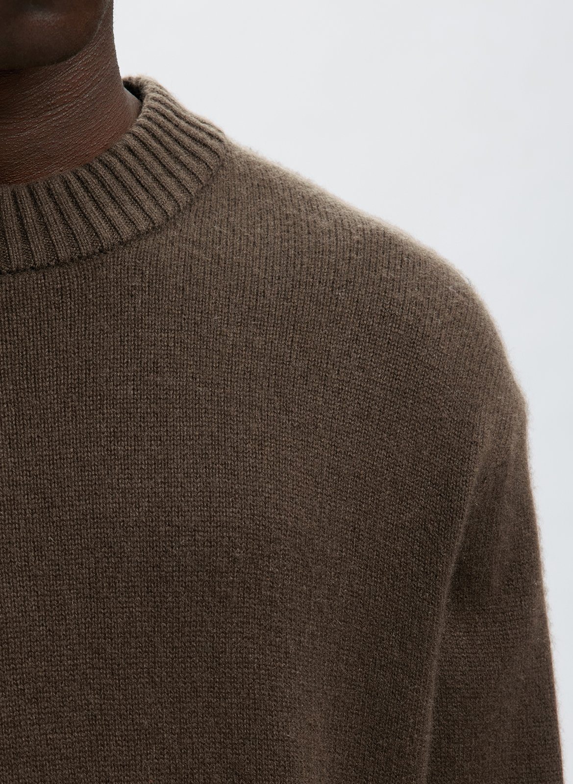 Pull col rond en laine et en cachemire mélangés SELECTED Marron