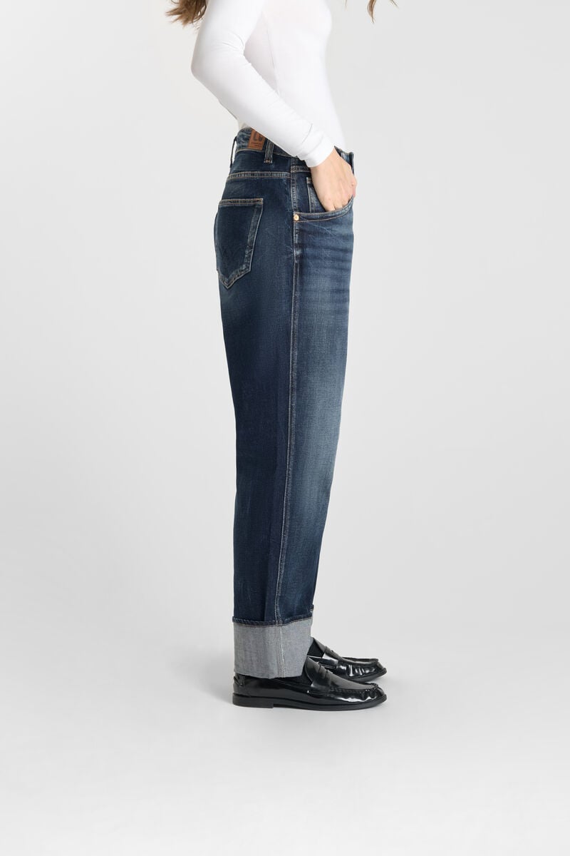 Loose, oversized girlfriend high-waisted jeans, length 34 LE TEMPS DES CERISES Blue