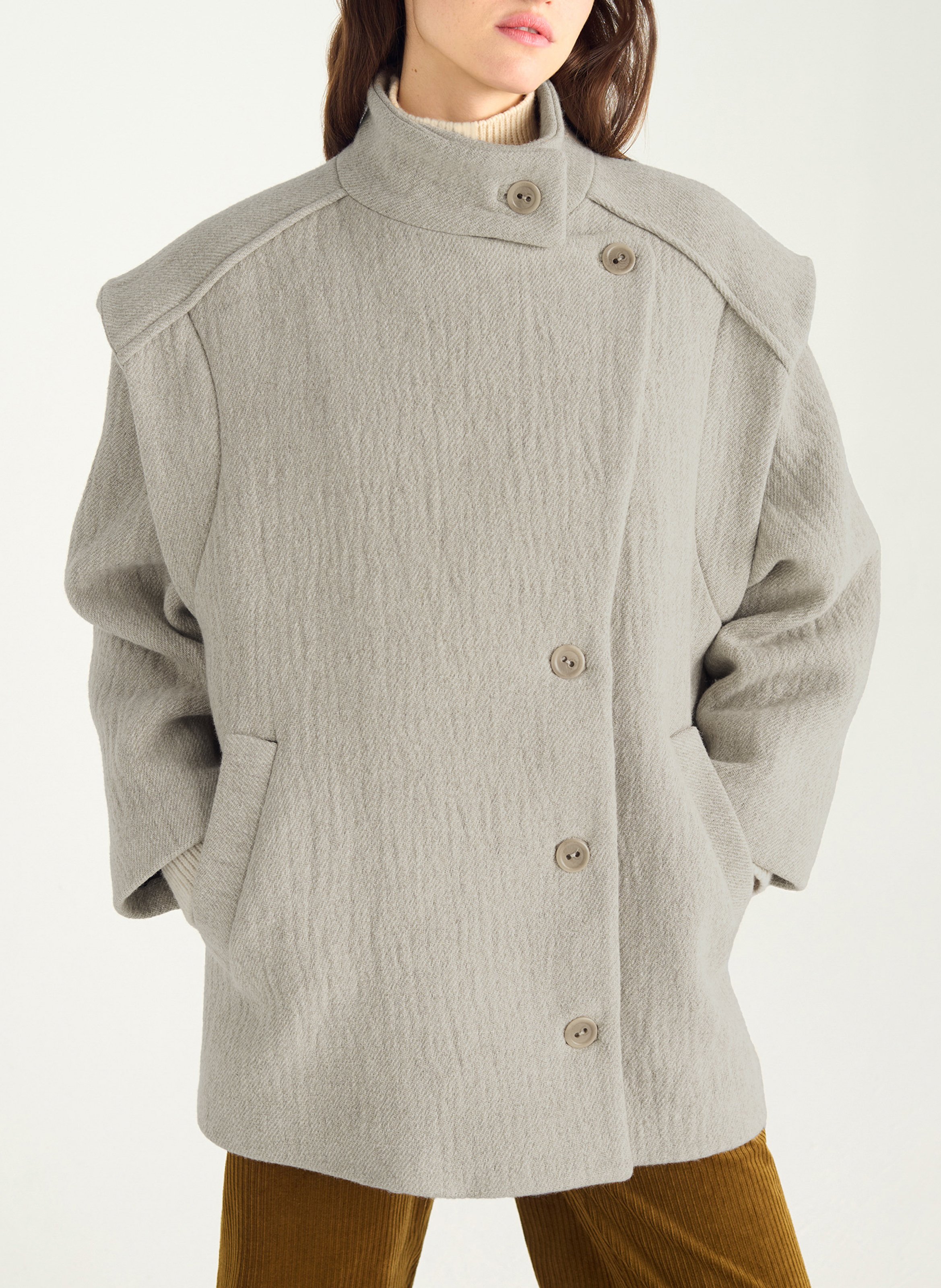 Manteau col montant en laine mélangée COTELAC Blanc