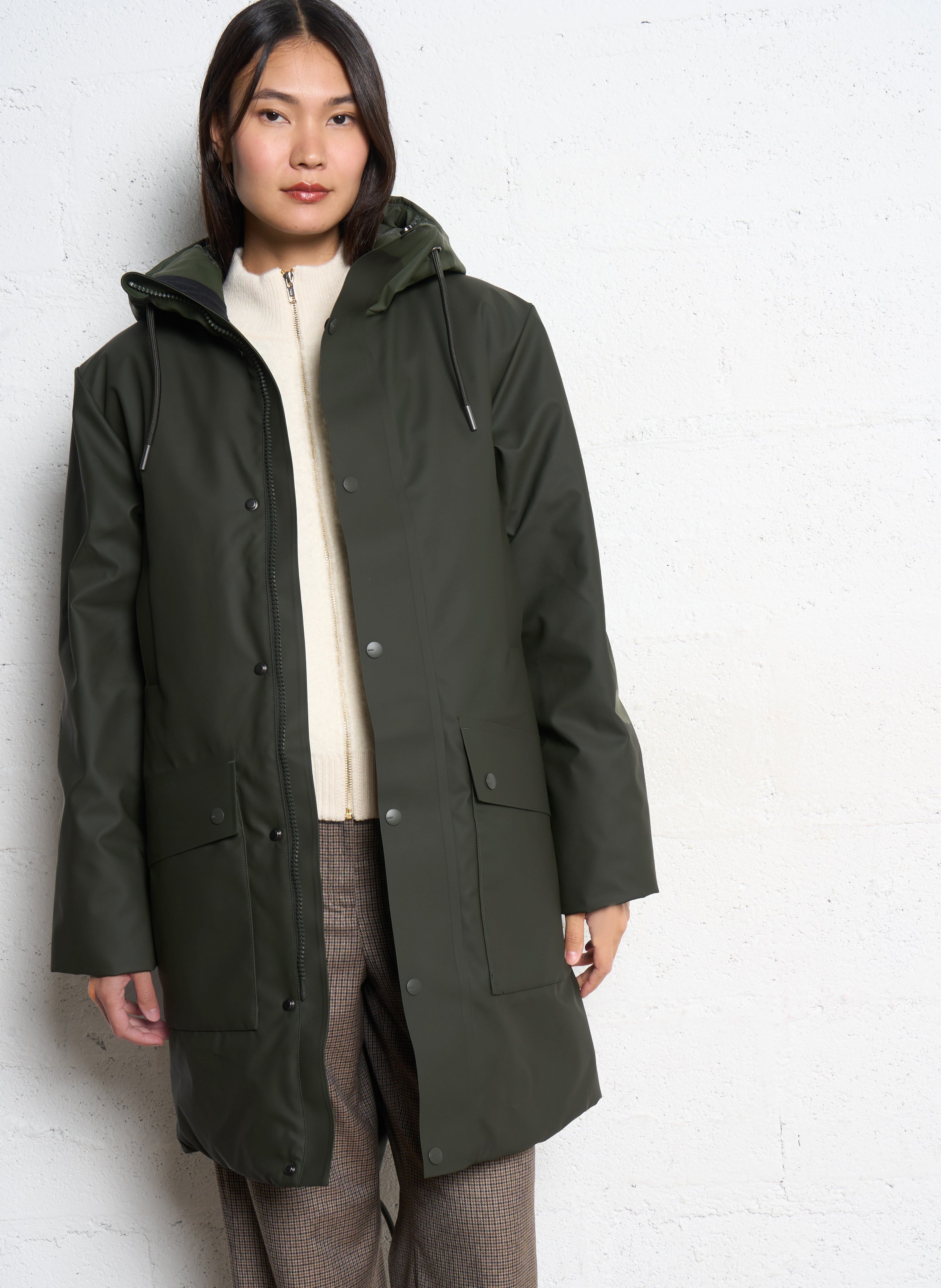 Straight-cut high-neck parka RAINS Green