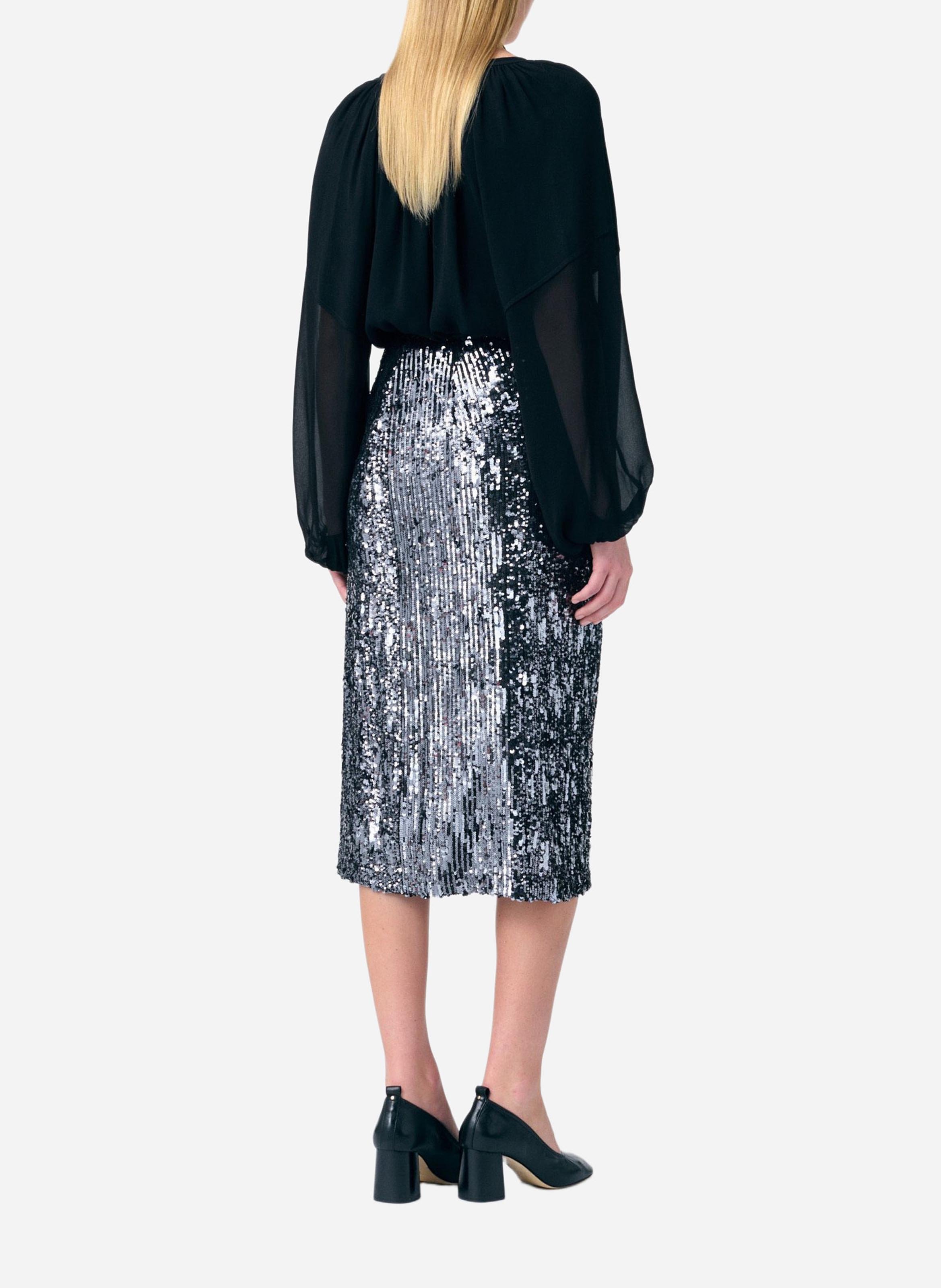 Jupe midi à sequins VANESSA BRUNO Gris