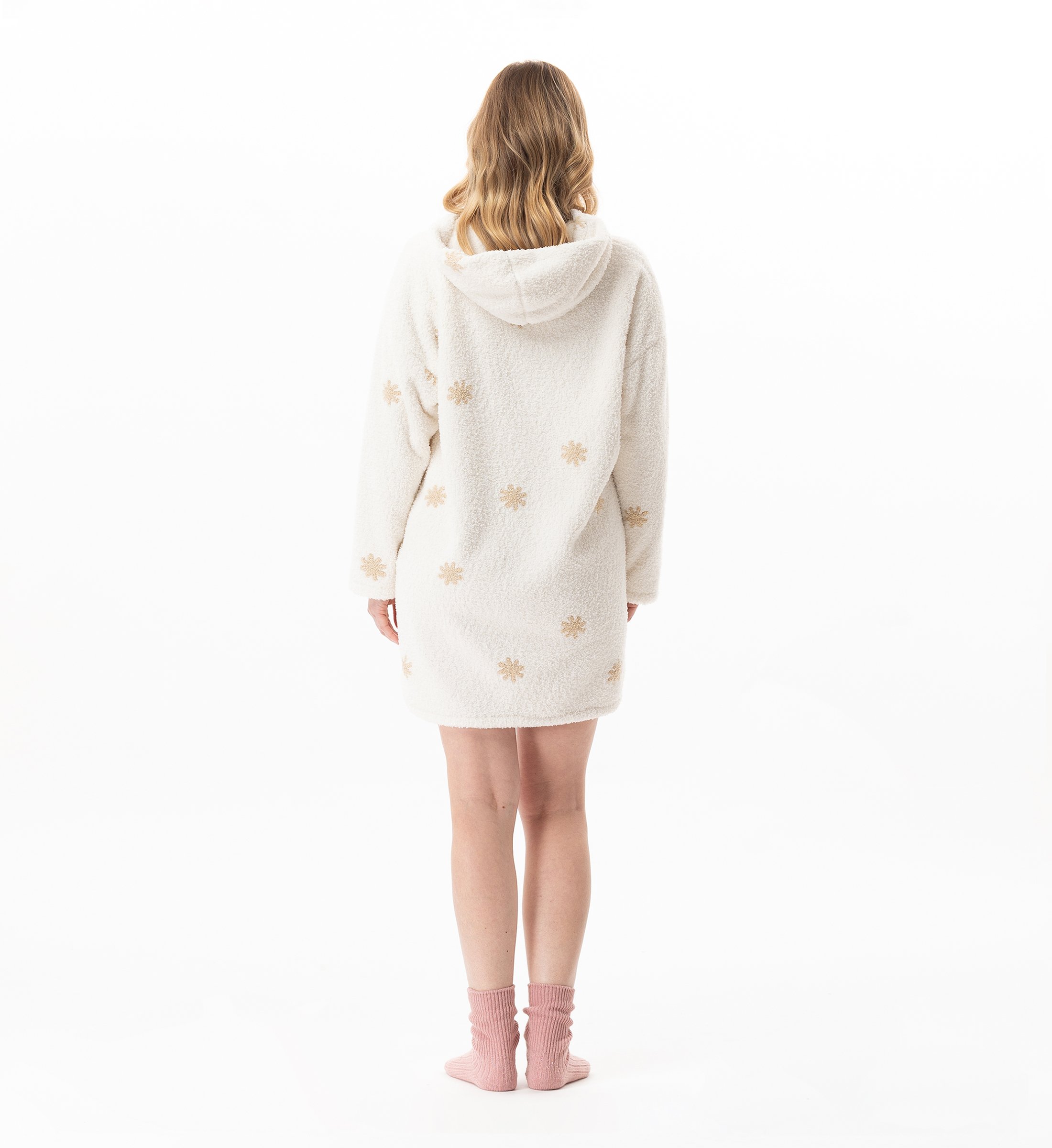 Hooded tunic with patterns LE CHAT White