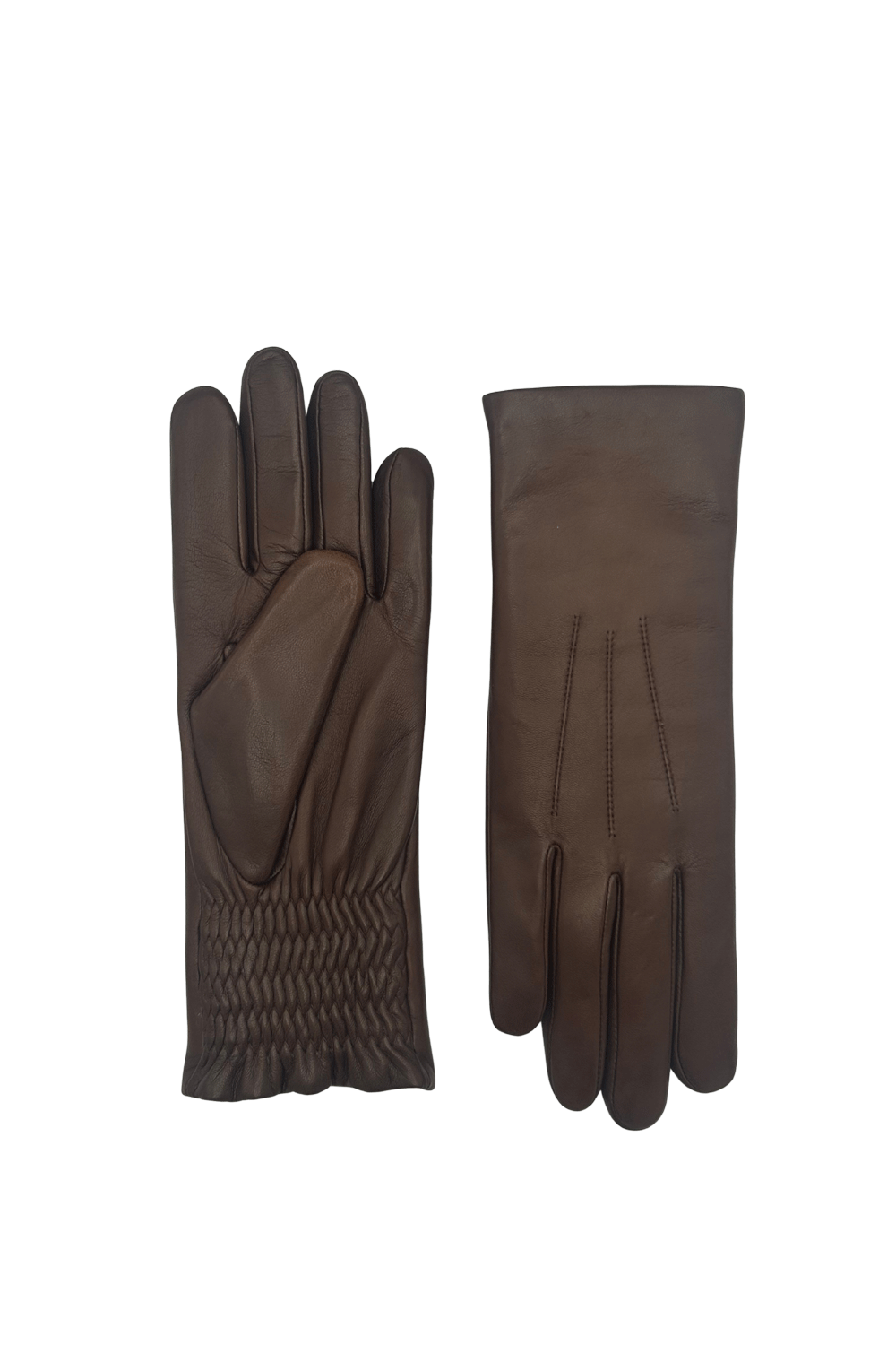 New Betty leather gloves lined with rabbit fur AGNELLE Brown