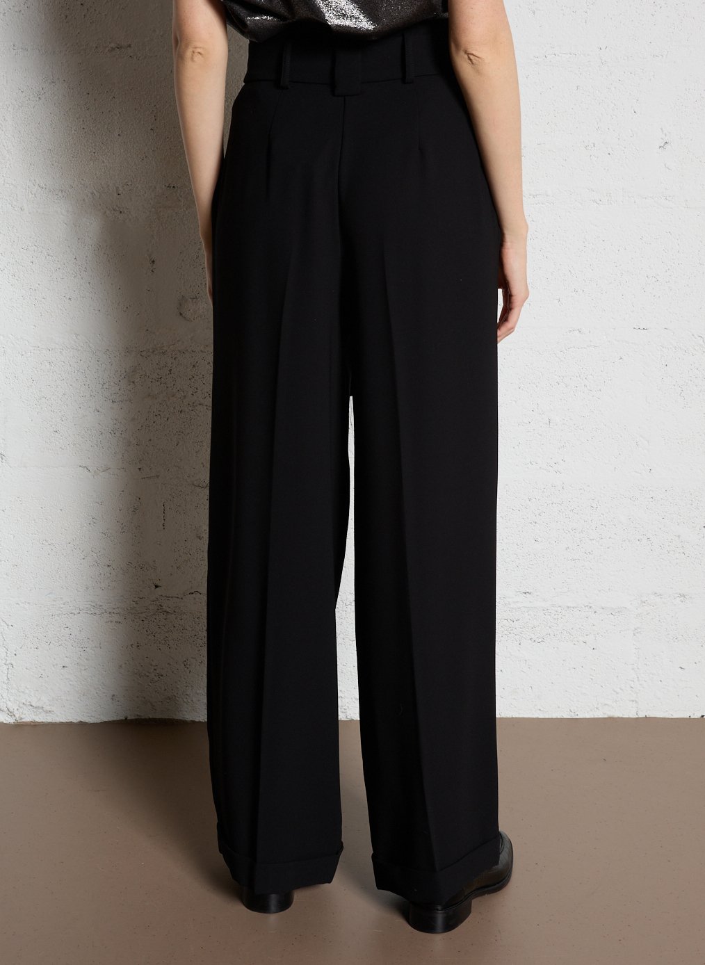 Wijde broek van wol TARA JARMON Zwart