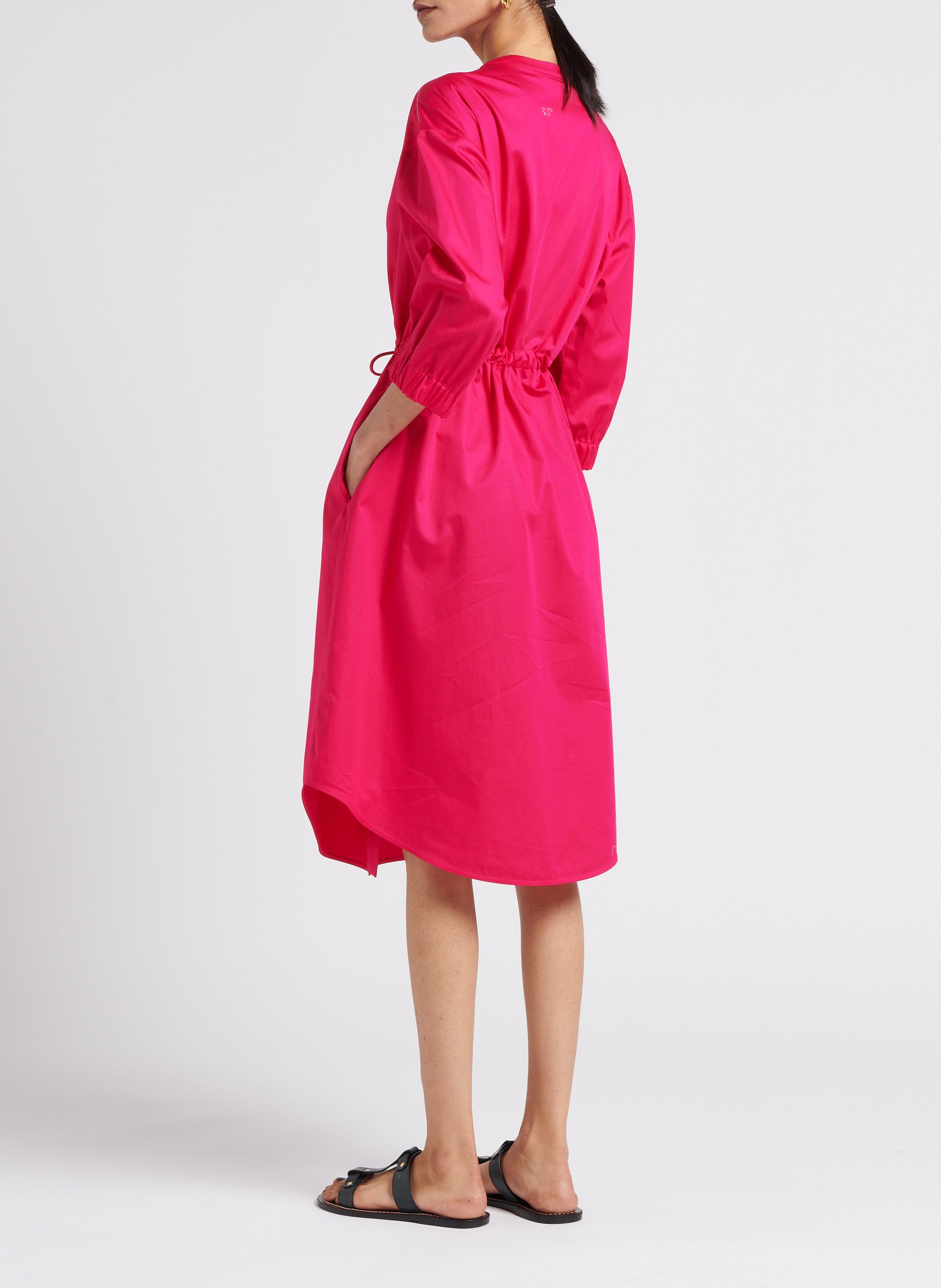 Halflange, ruimvallende, katoenen jurk met Maokraag MAX MARA LEISURE Roze