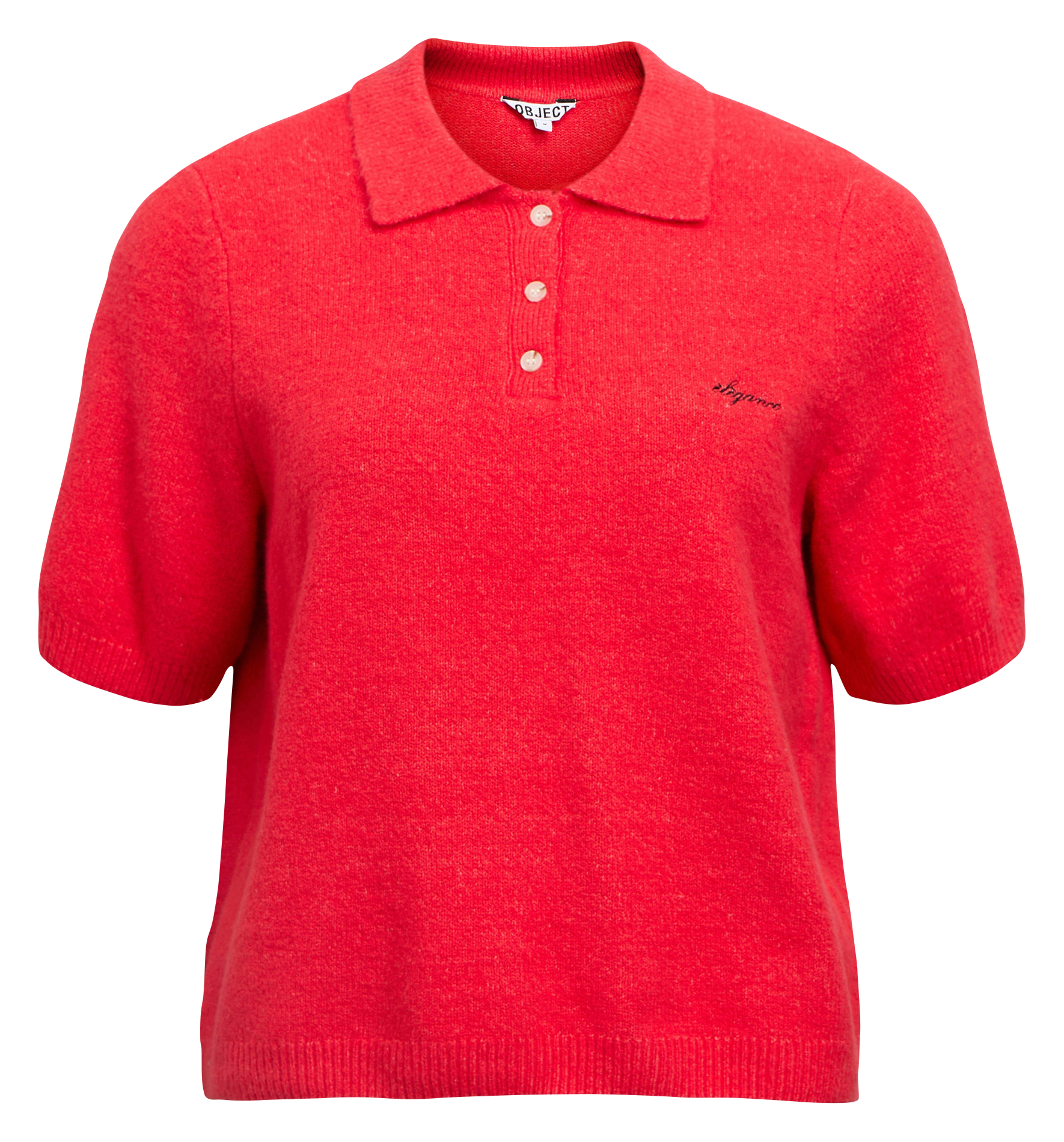 Polo droit en coton bio mélangé OBJECT Rouge