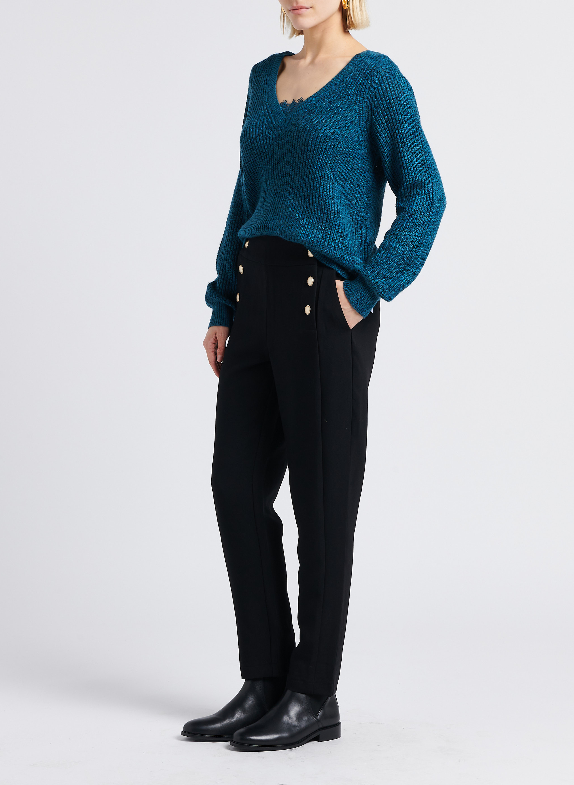 Gerade geschnittene Taillenhose VILA Schwarz