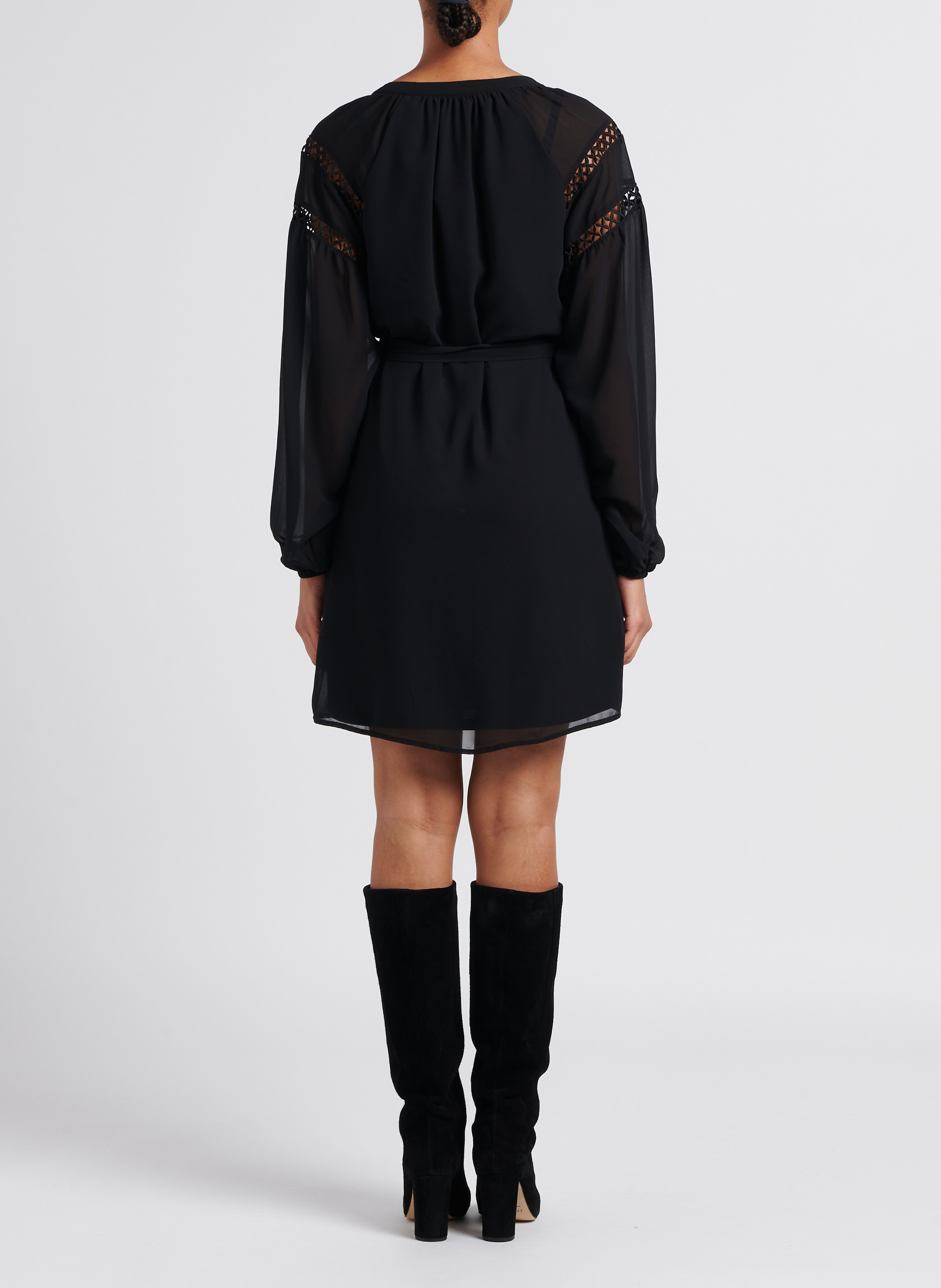 Kurzkleid mit Henley-Ausschnitt VILA Schwarz