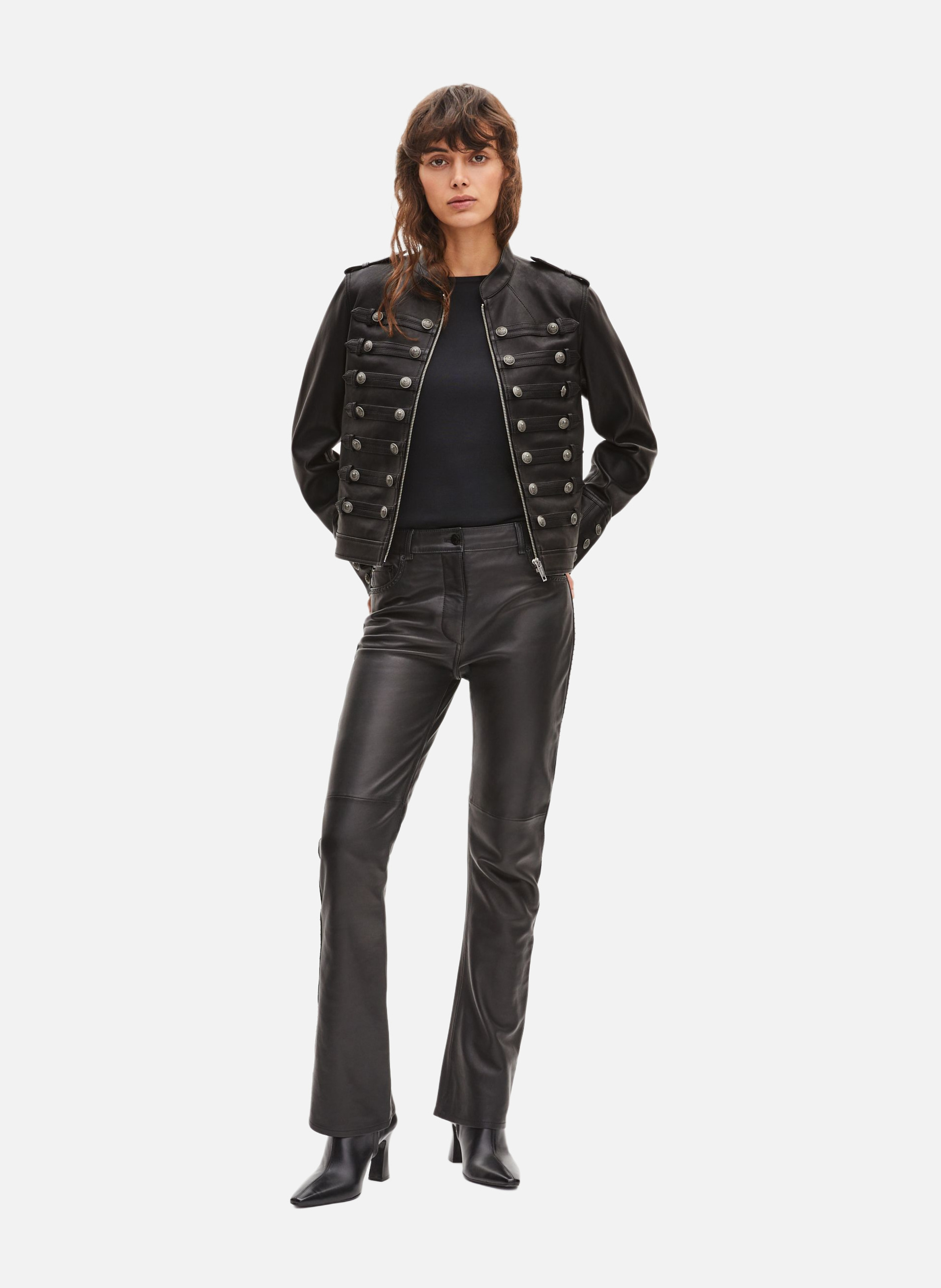 Leather officer style jacket THE KOOPLES Black