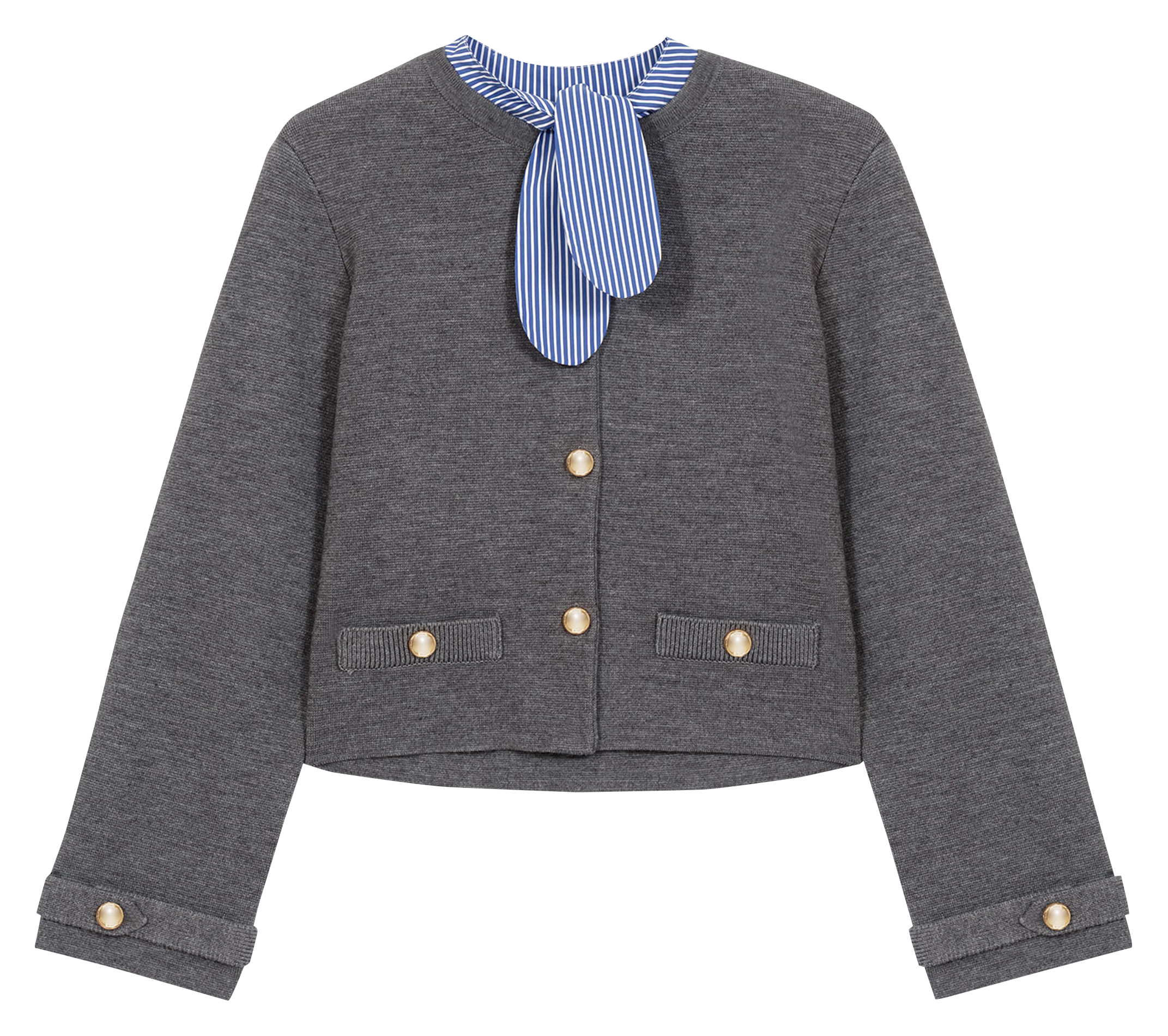 Cardigan droit col rond MAJE Gris