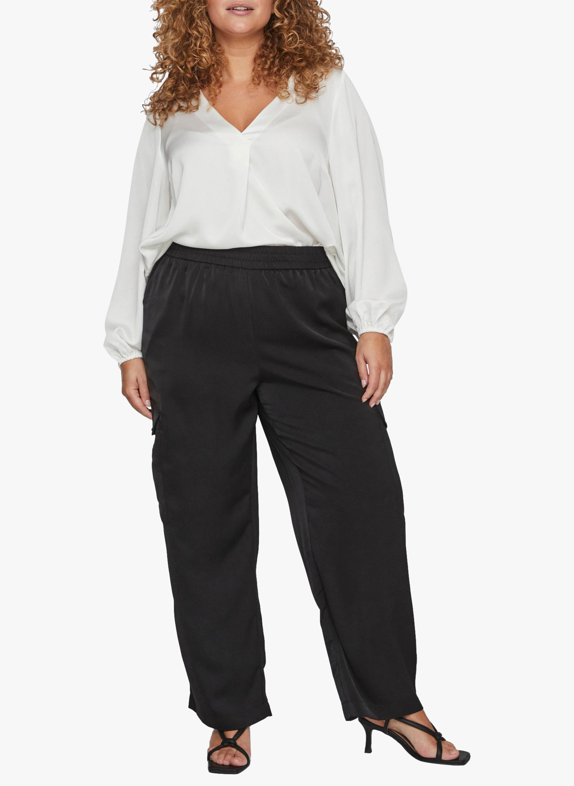 Blouse col V satinée EVOKED Blanc