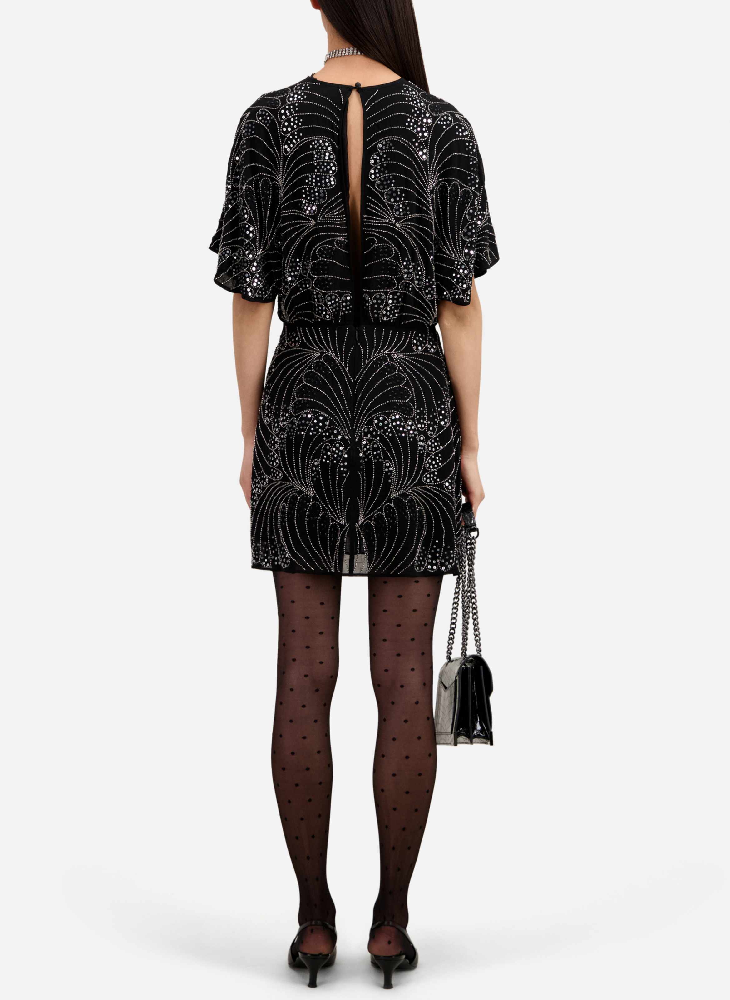 Robe courte col rond à sequins THE KOOPLES Noir