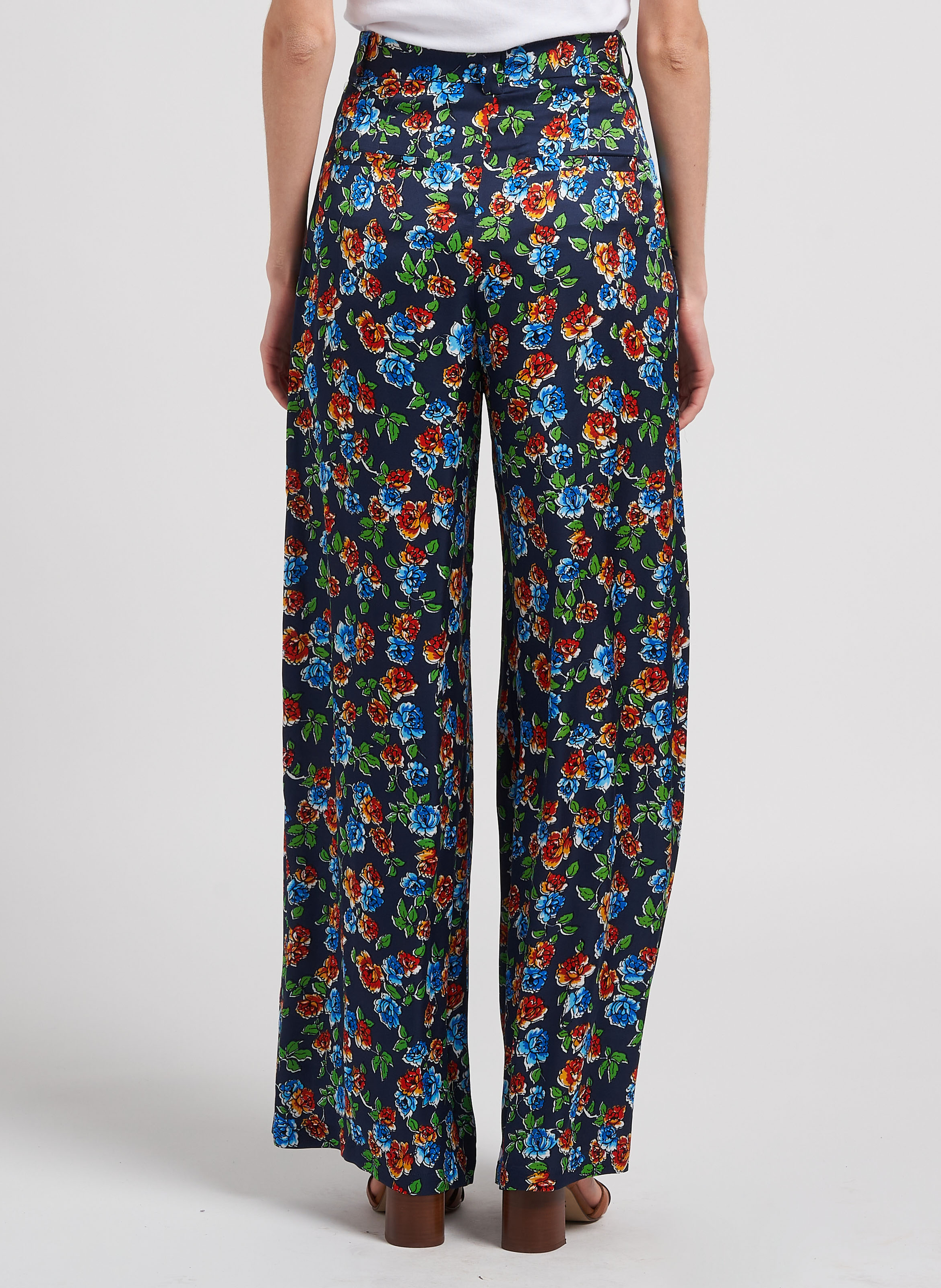 Pantalon large satiné à fleurs MAX&Co. Multicolore
