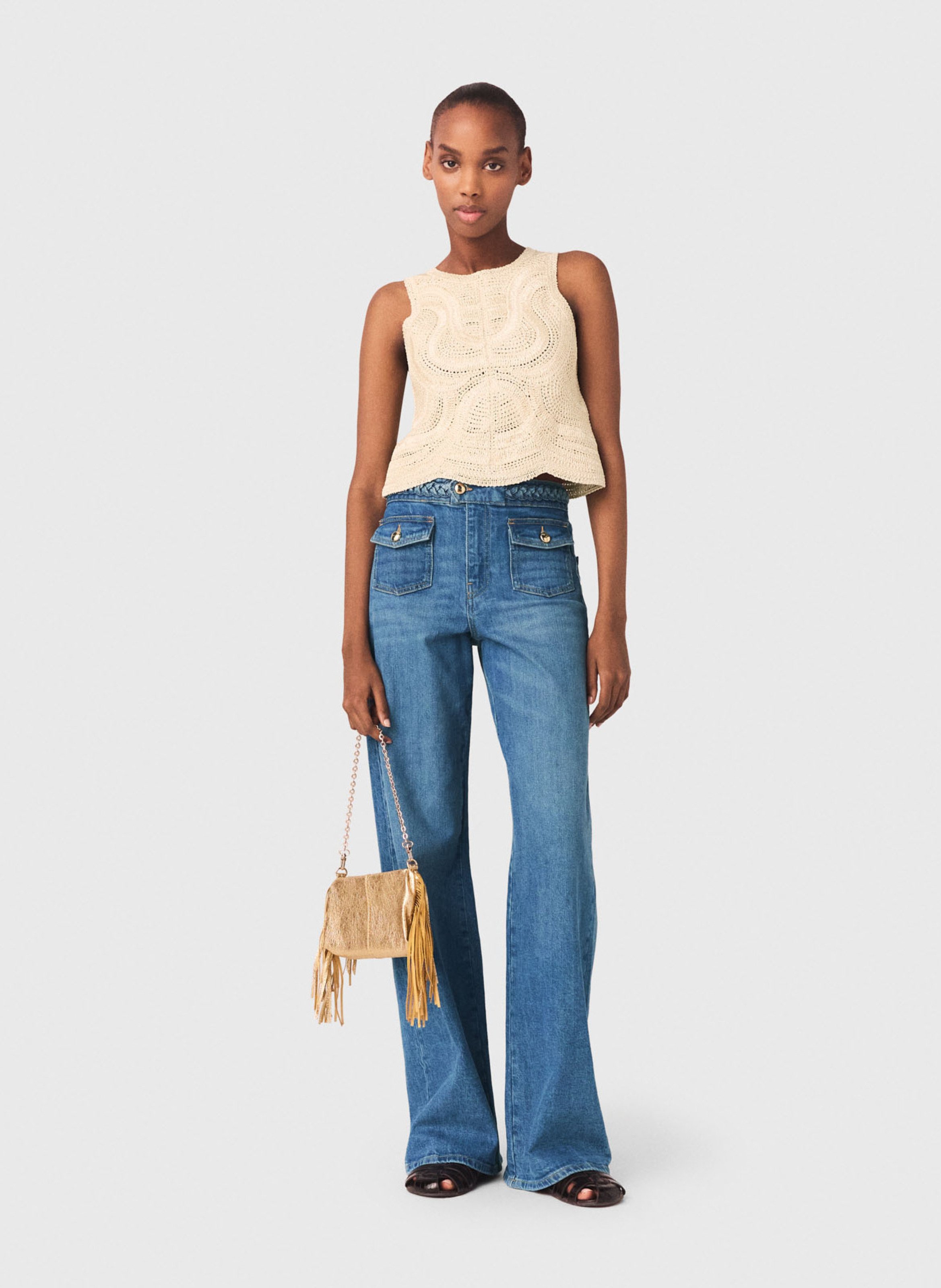 Rechte, gehaakte top MAJE Beige