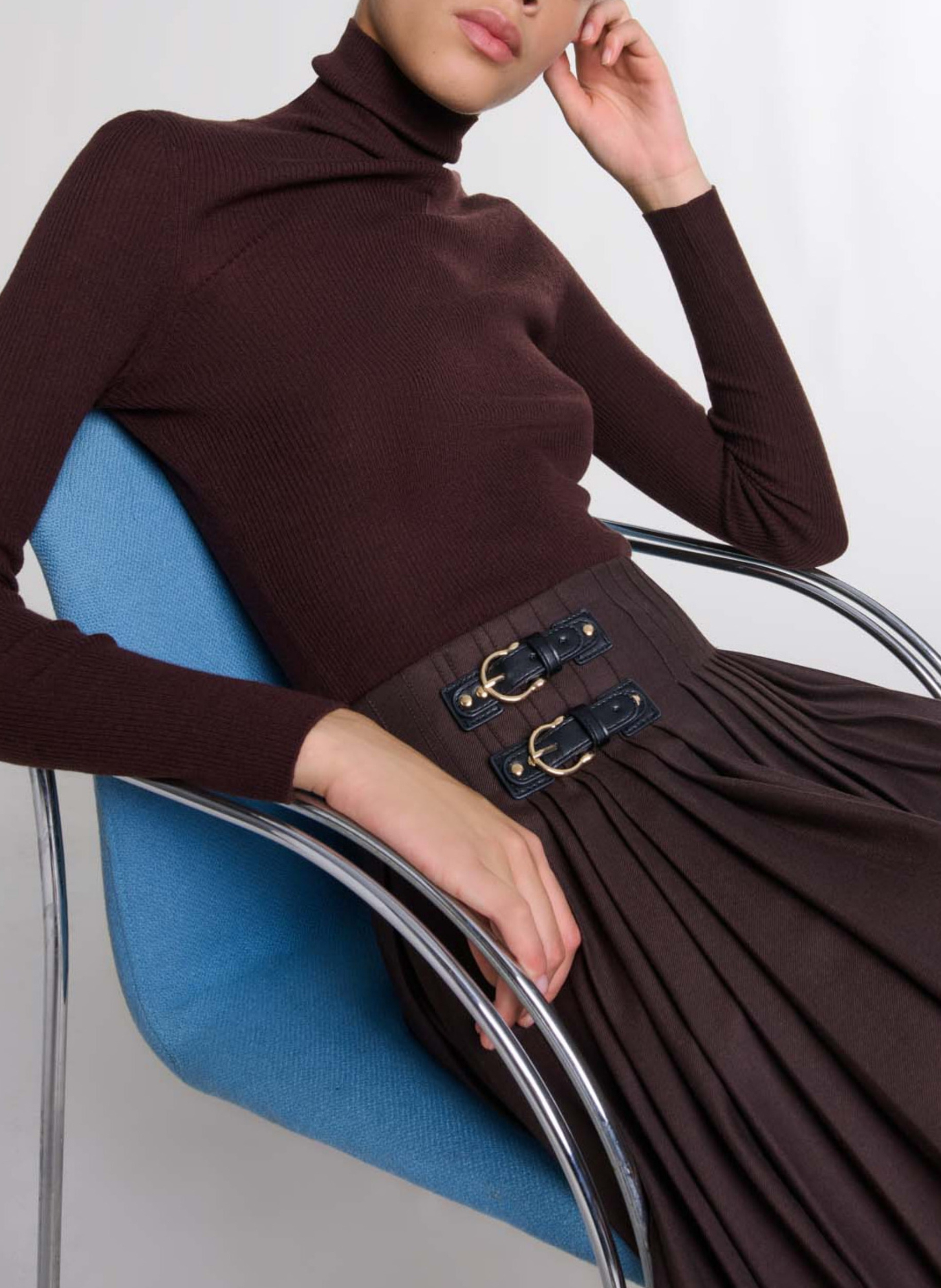 High-neck wool sweater MAJE Brown