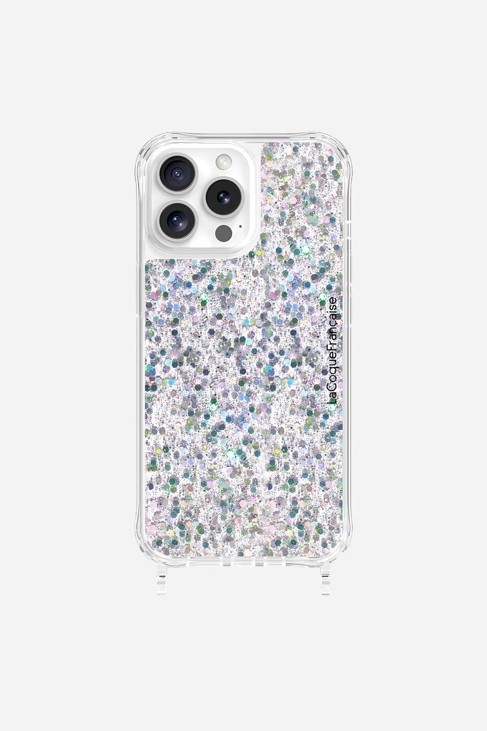 Glitter phone case with rings for iPhone 14 Pro Max LA COQUE FRANCAISE Silver