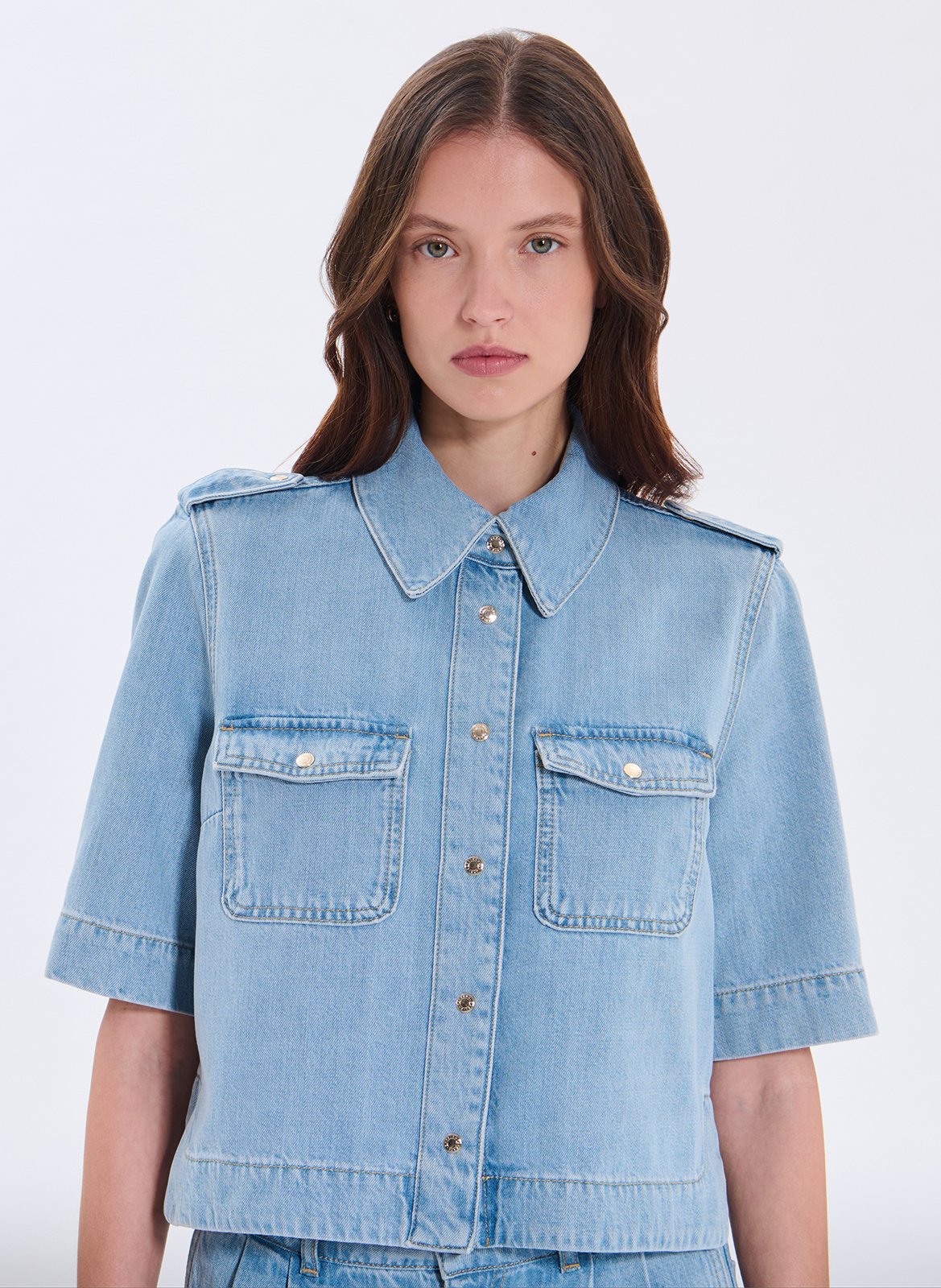 Chemise en denim col classique ZAPA Bleu