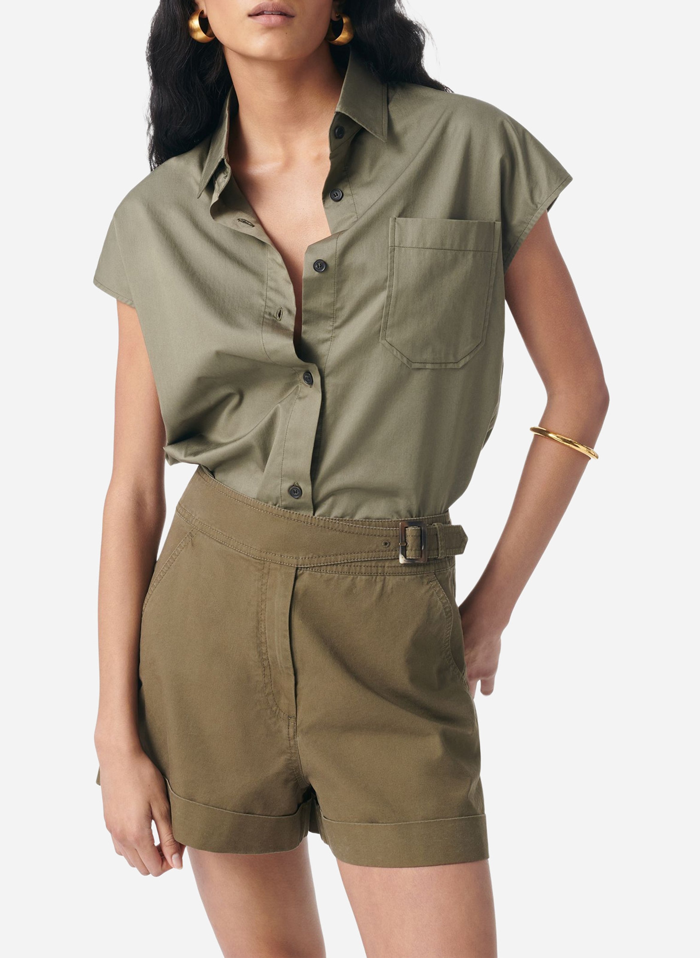 Chemise col classique en coton VANESSA BRUNO Vert