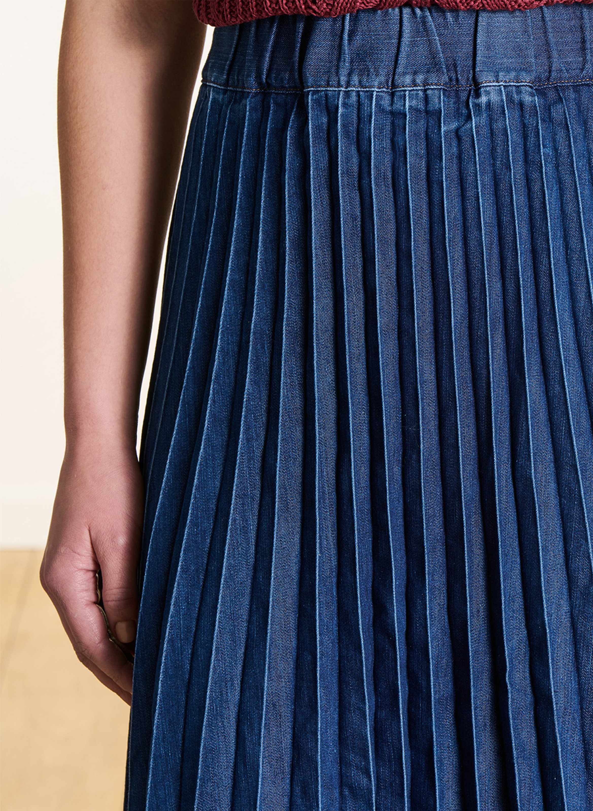 A-line cotton-blend midi skirt LA FEE MARABOUTEE Blue