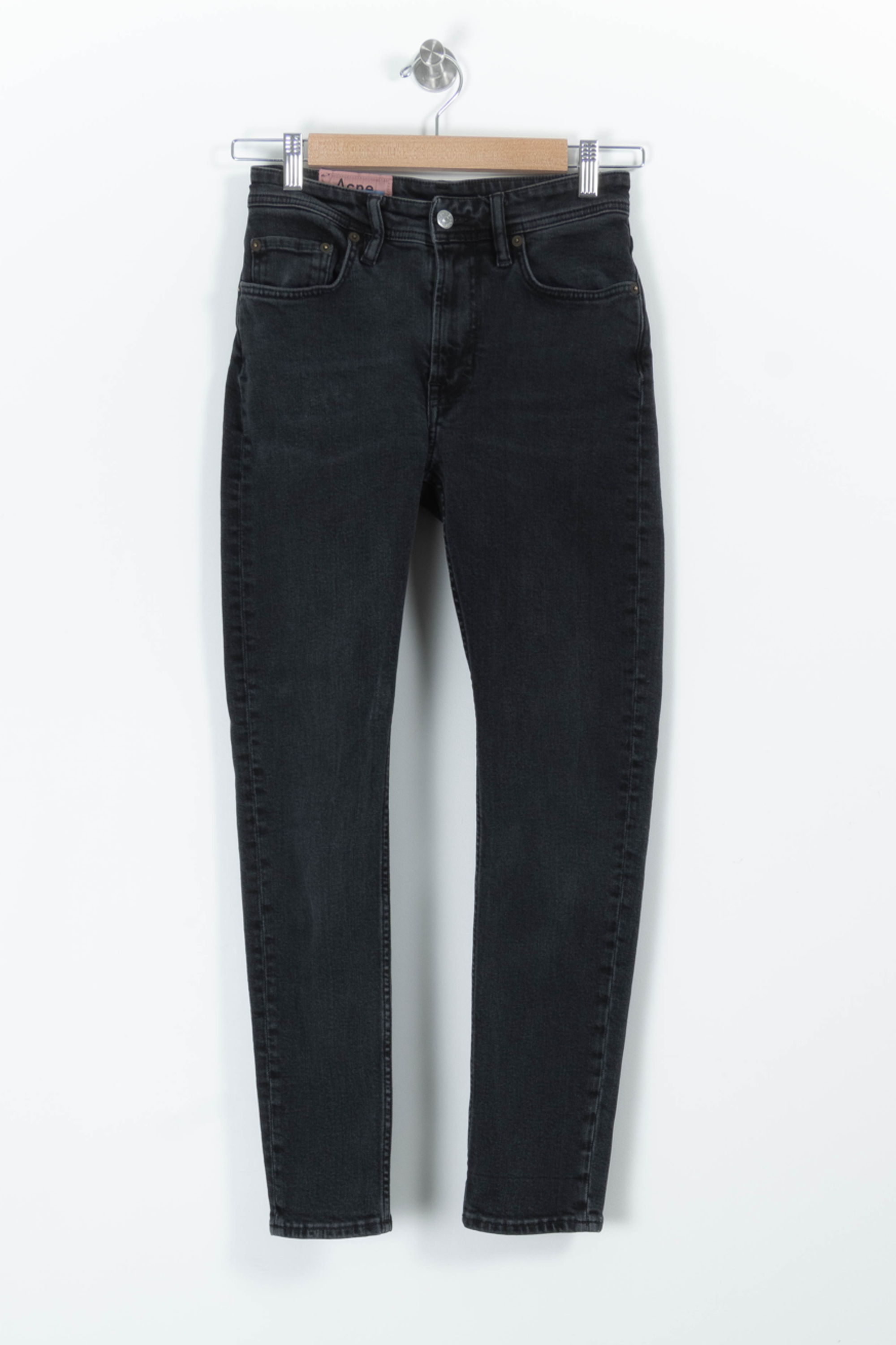 Cropped slim jeans with studs ACNE STUDIOS - Seconde Main Grey
