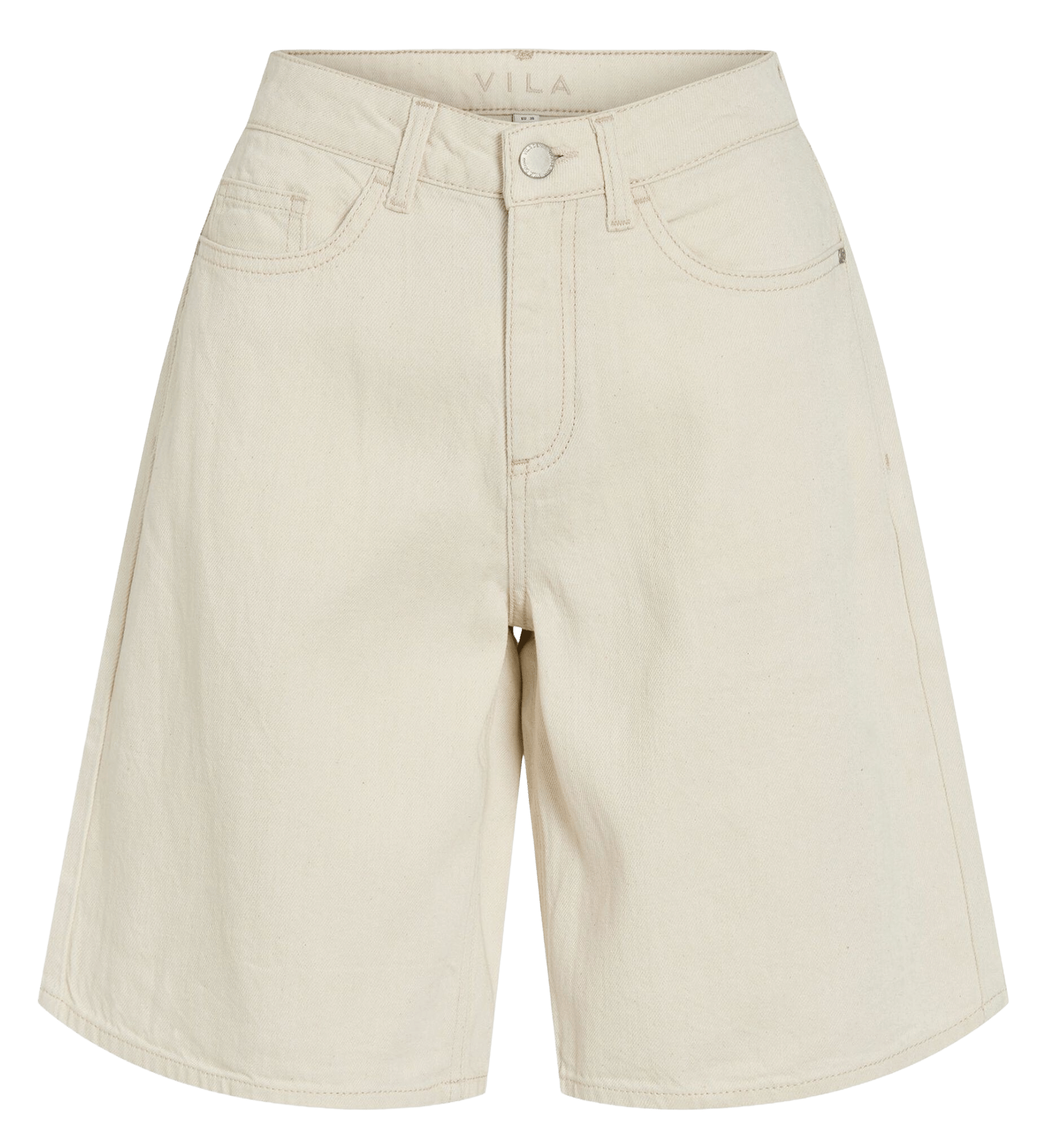 High-waisted denim shorts VILA Beige