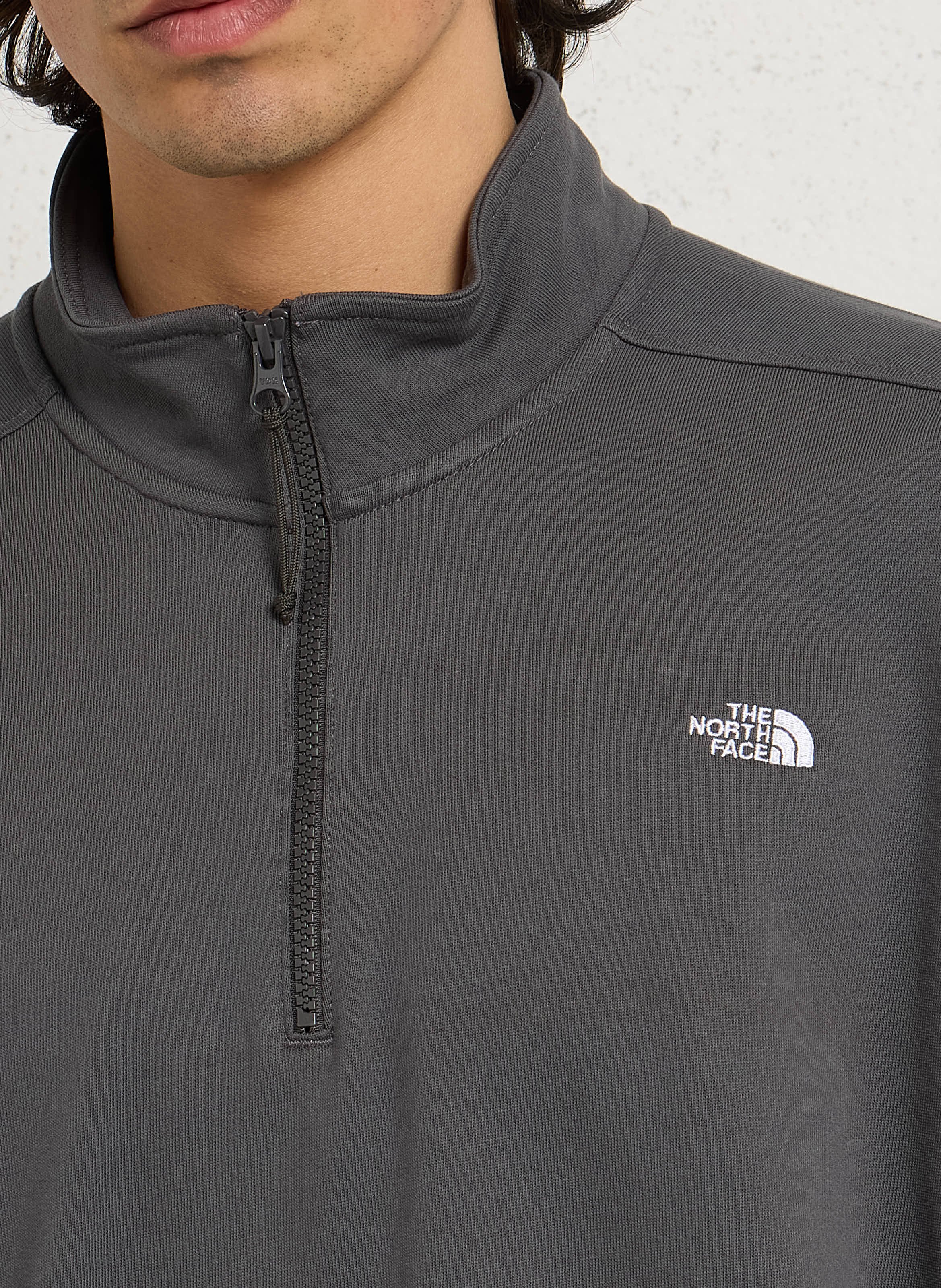 Straight sweatshirt with trucker collar embroidered in cotton THE NORTH FACE Grey