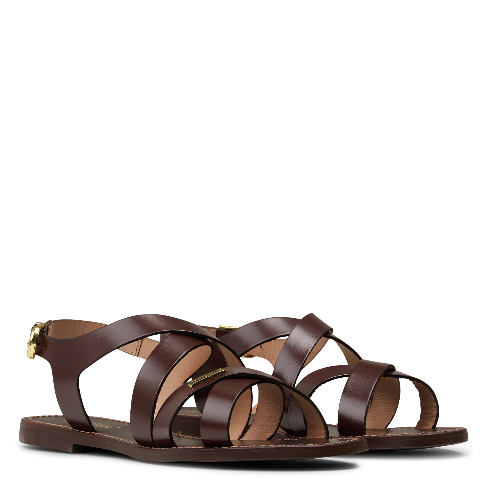 Avarca Berlin - Flache Ledersandalen mit Samt LES TROPEZIENNES PAR M.BELARBI Braun