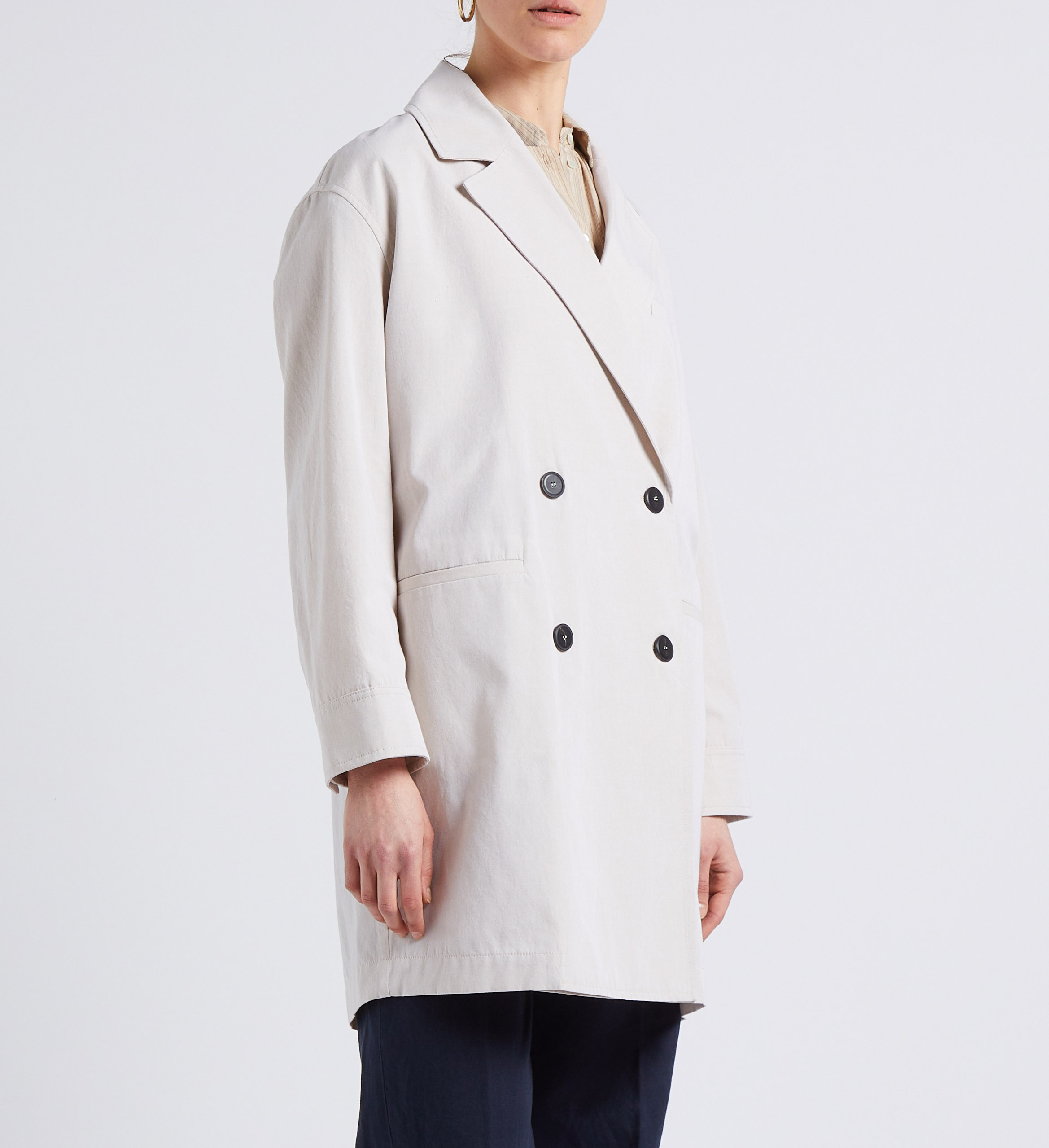 Oversize-Mantel aus Baumwoll-Mix mit Reverskragen POMANDERE Weiss