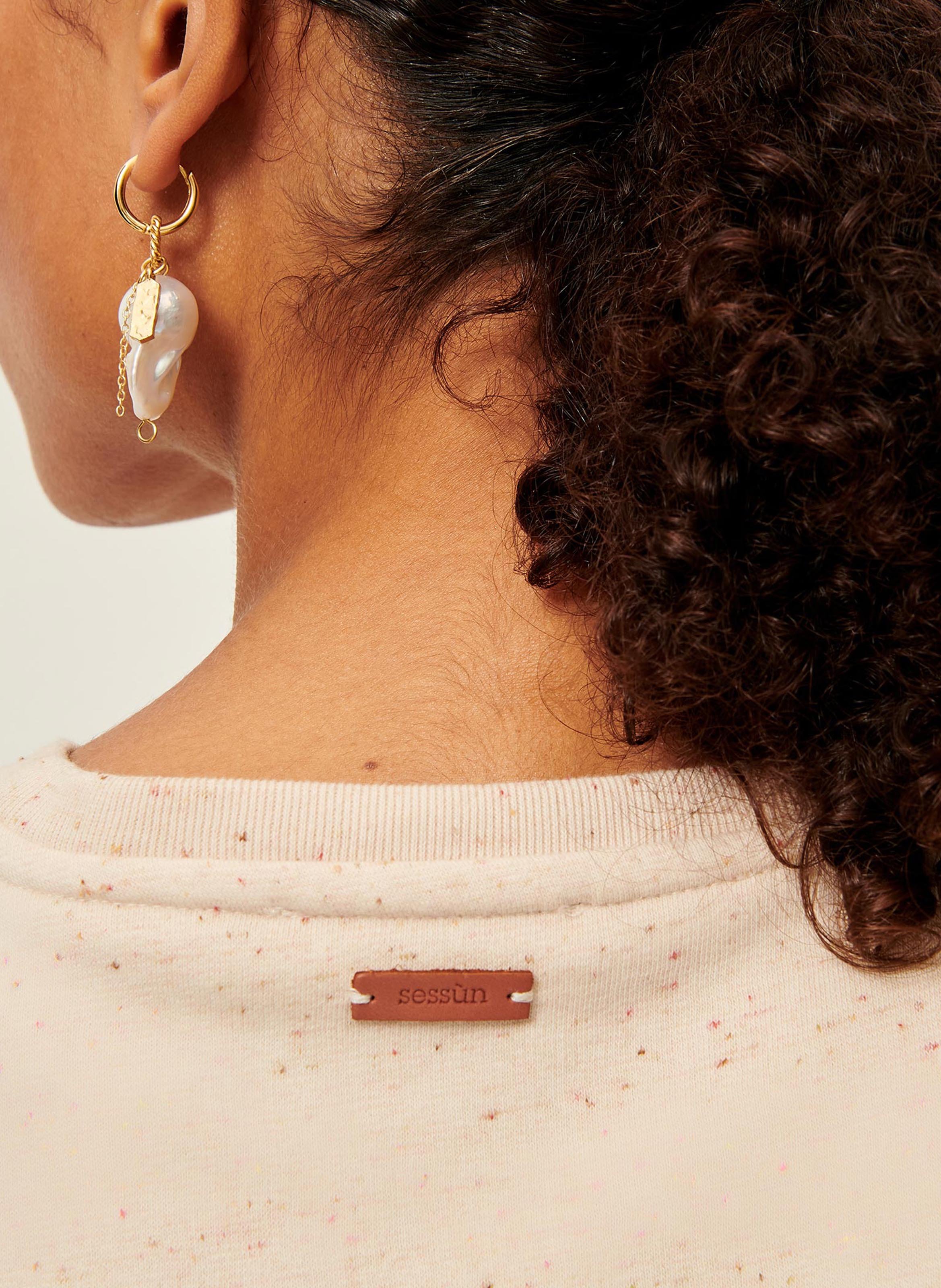 Sweat col rond oversize en coton mélangé SESSUN Beige