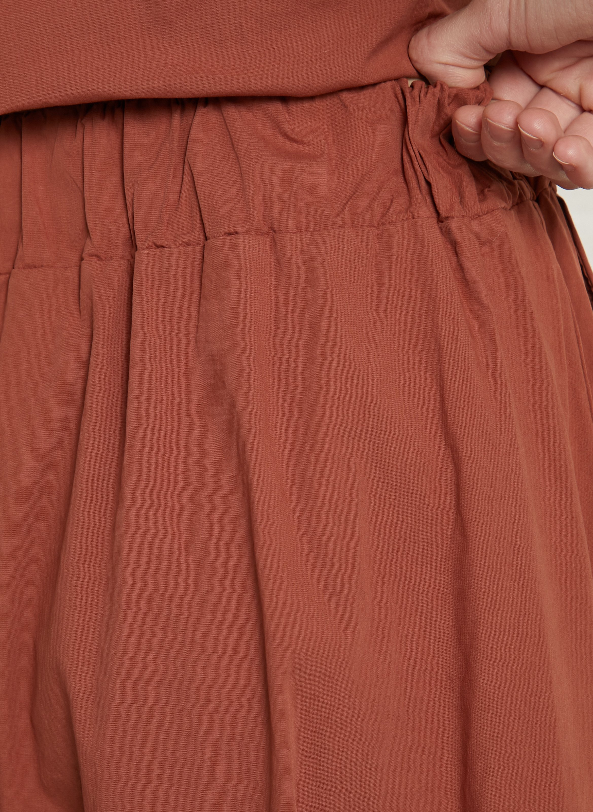 Jupe midi en coton Marron