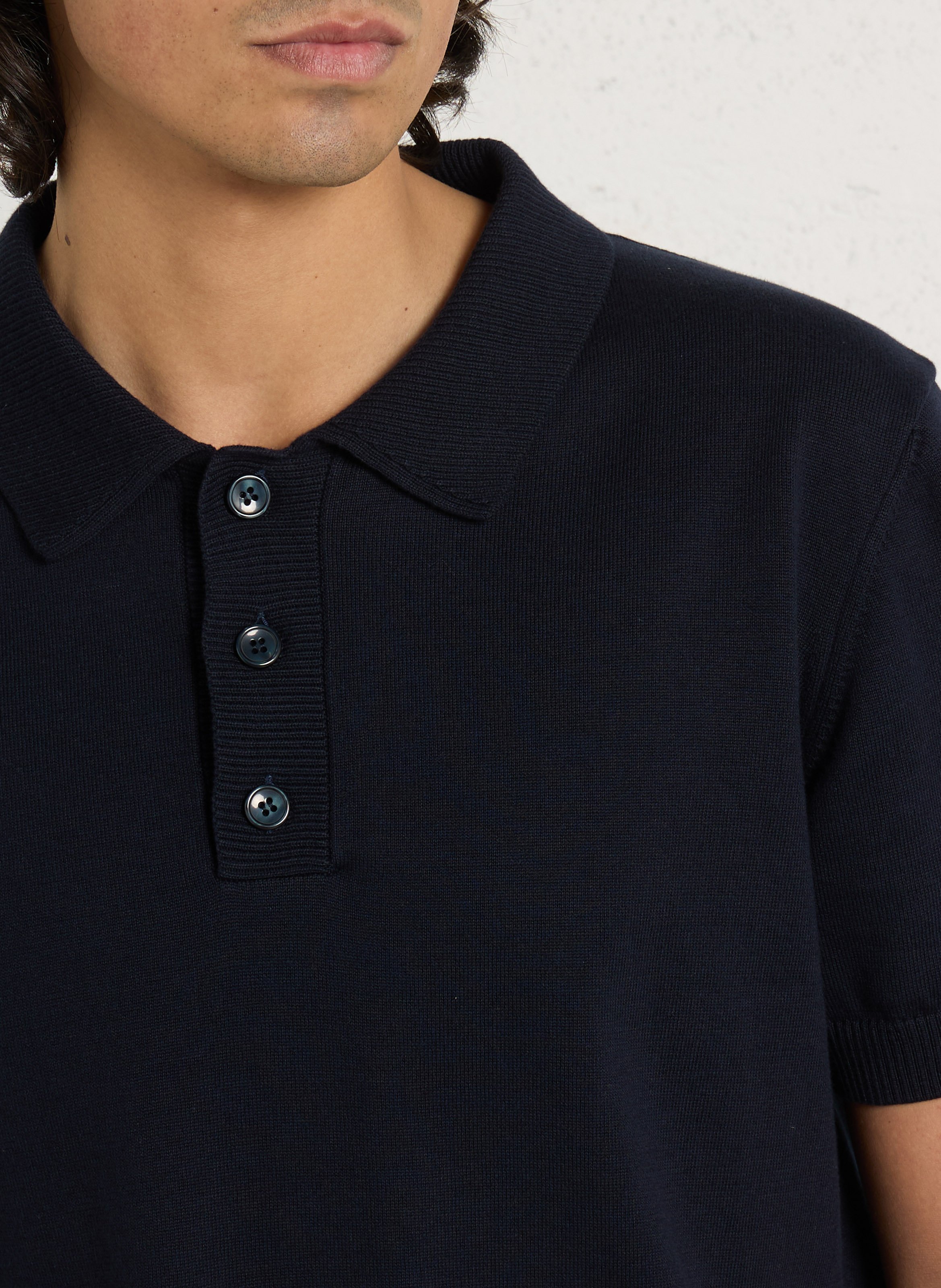 Polo droit en coton | Bleu AU PRINTEMPS PARIS Homme