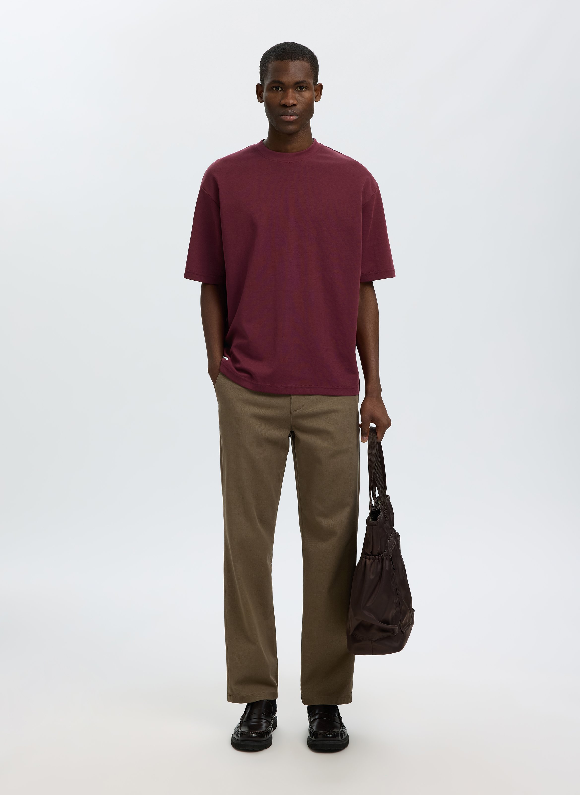 Oversized organic cotton blend t-shirt SELECTED Plums