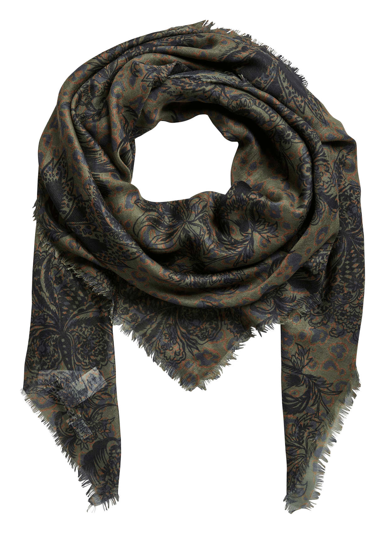 Foulard à imprimés animal et fleuri PIECES Vert