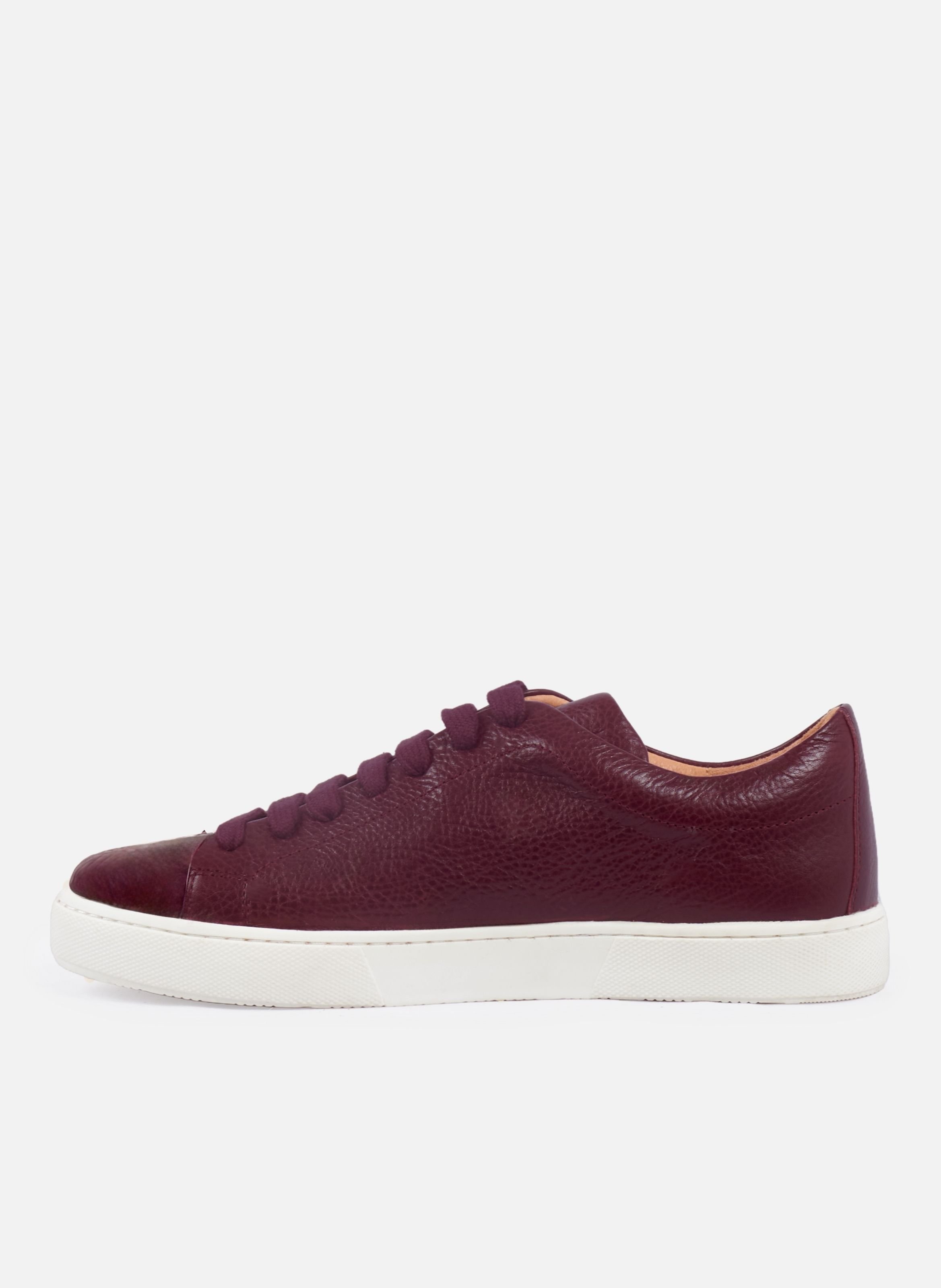 Laced grained leather sneakers JULES & JENN Red