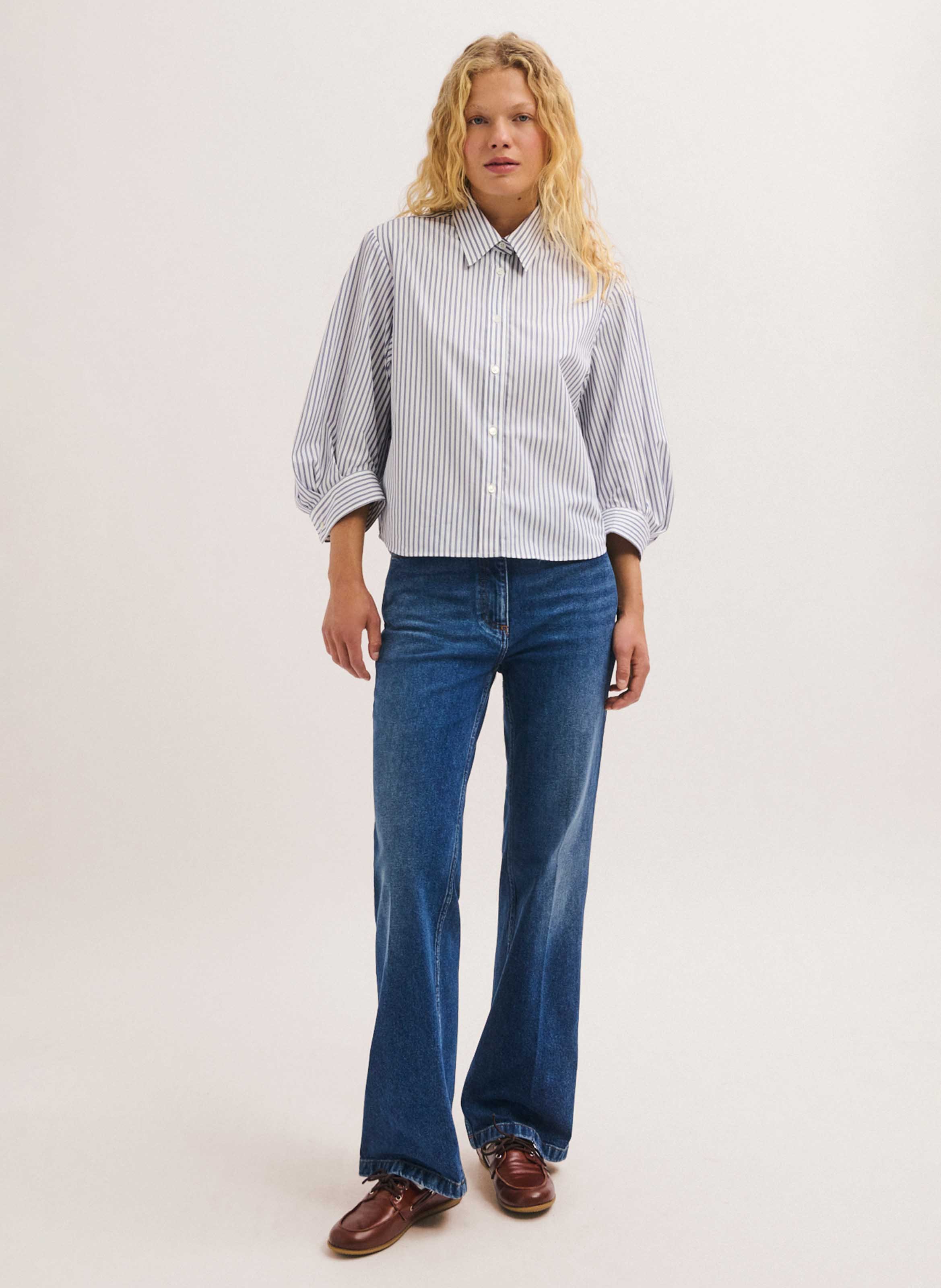 Cotton shirt with classic collar PABLO Blue