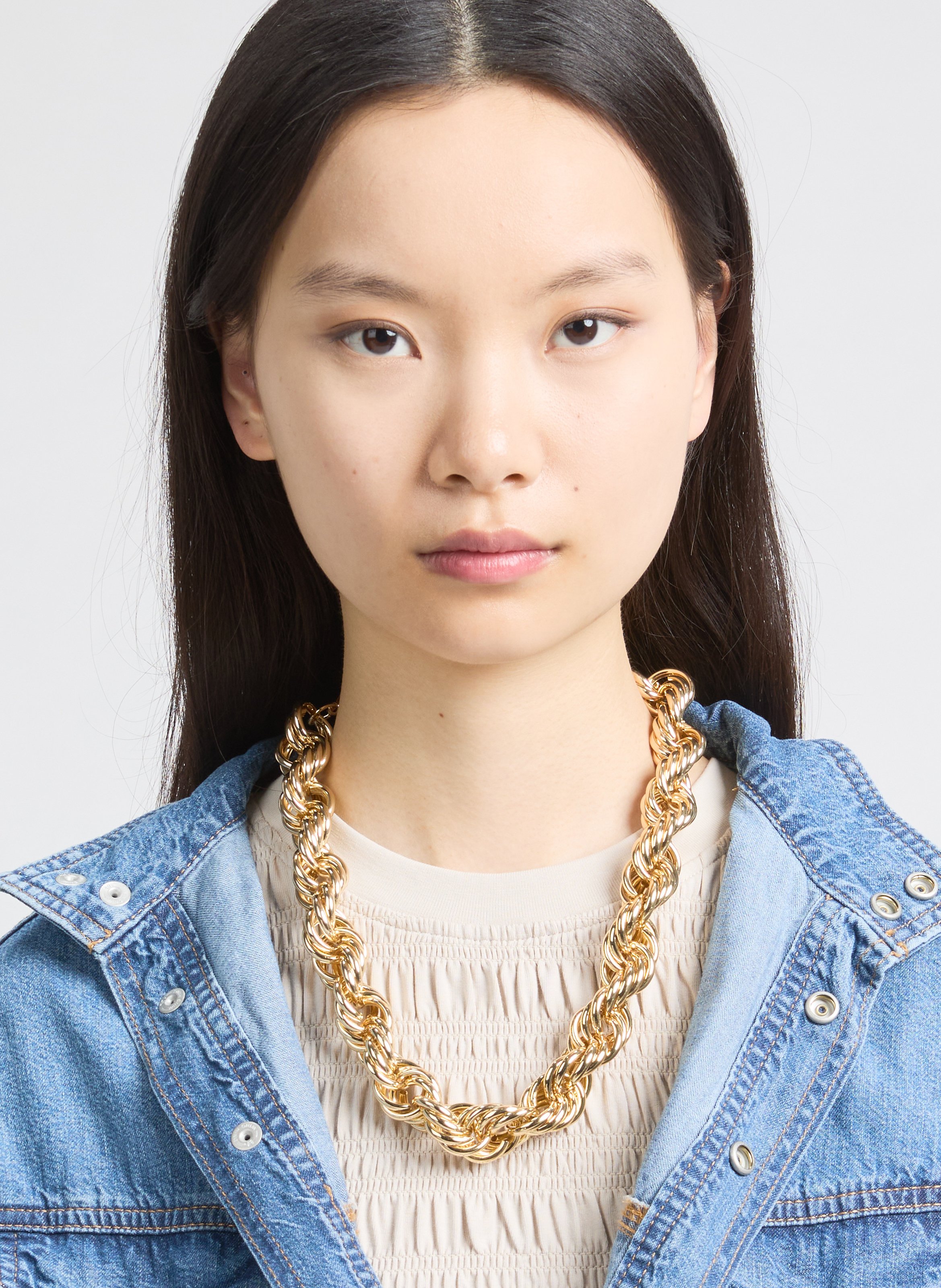 Necklace with wide twisted links AU PRINTEMPS PARIS Golden