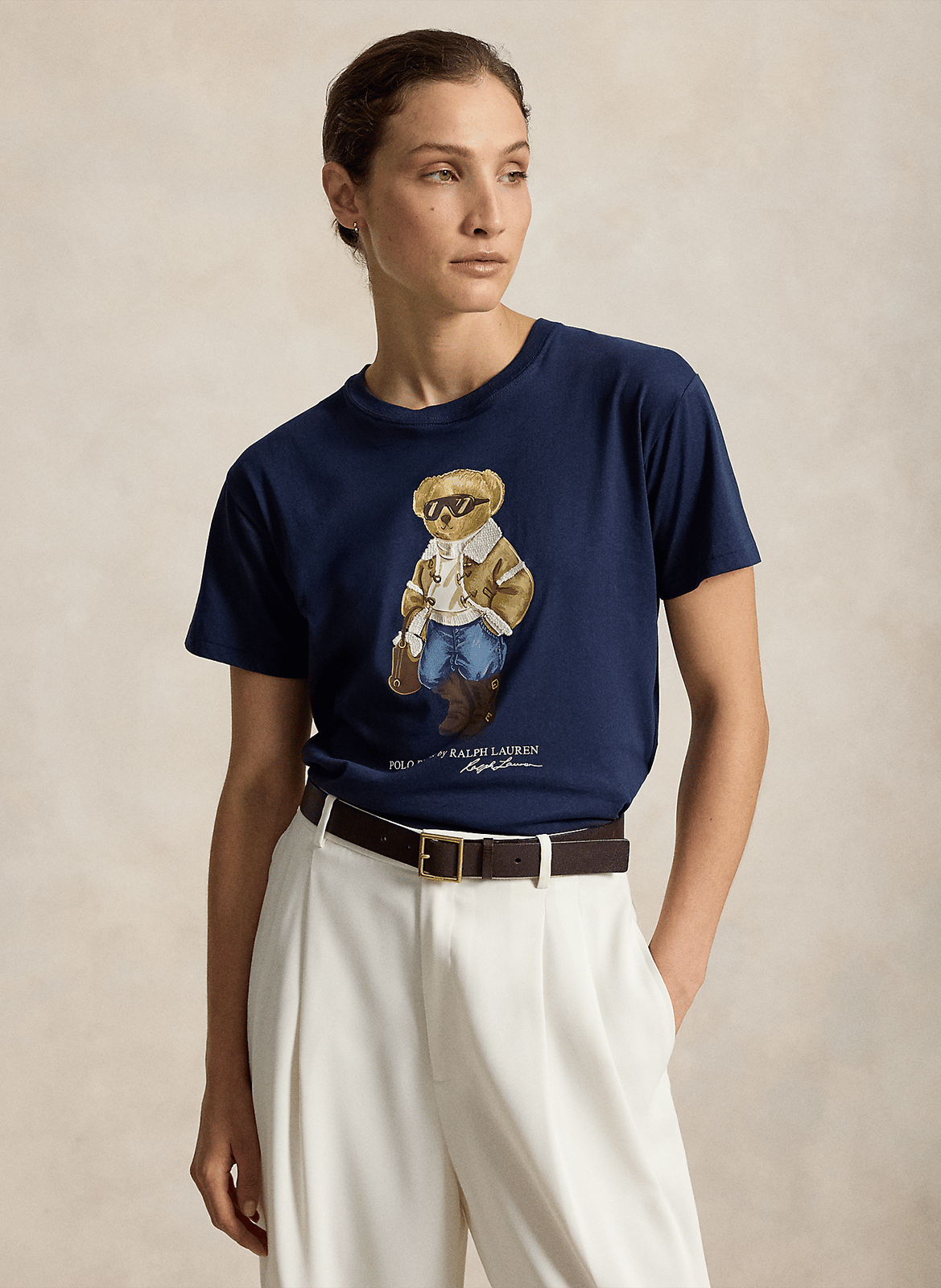 Tee-shirt col rond en coton POLO RALPH LAUREN Bleu