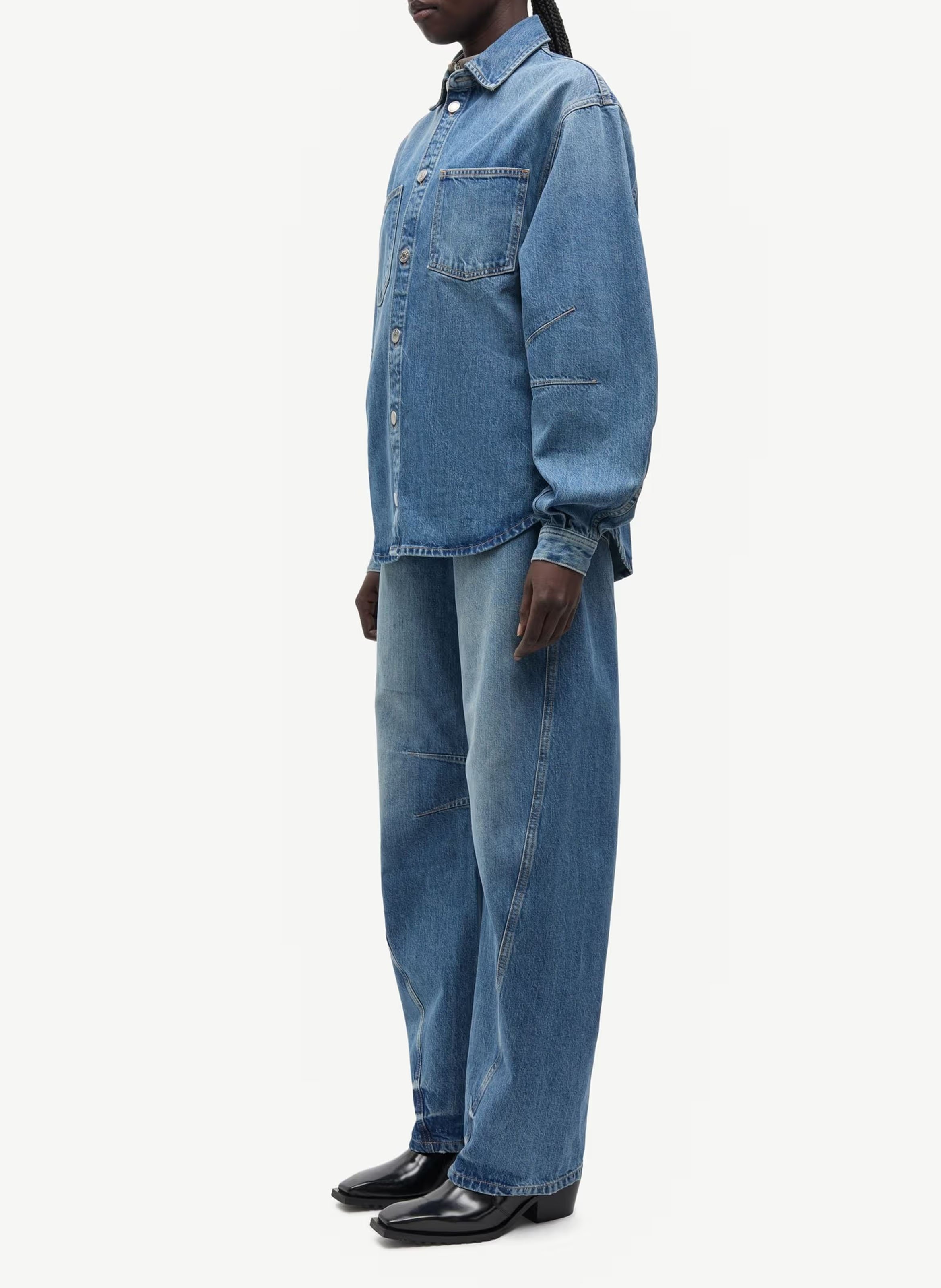 Chemise en jean oversize col classique en coton SAMSOE SAMSOE Bleu