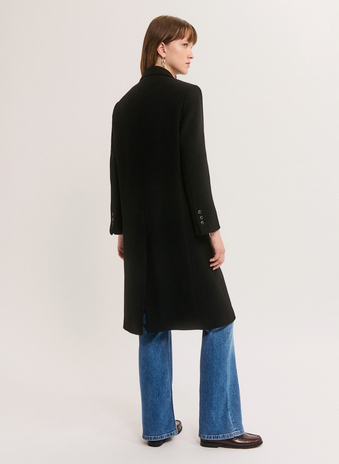 Manteau cintrée col tailleur en laine mélangée PABLO Noir