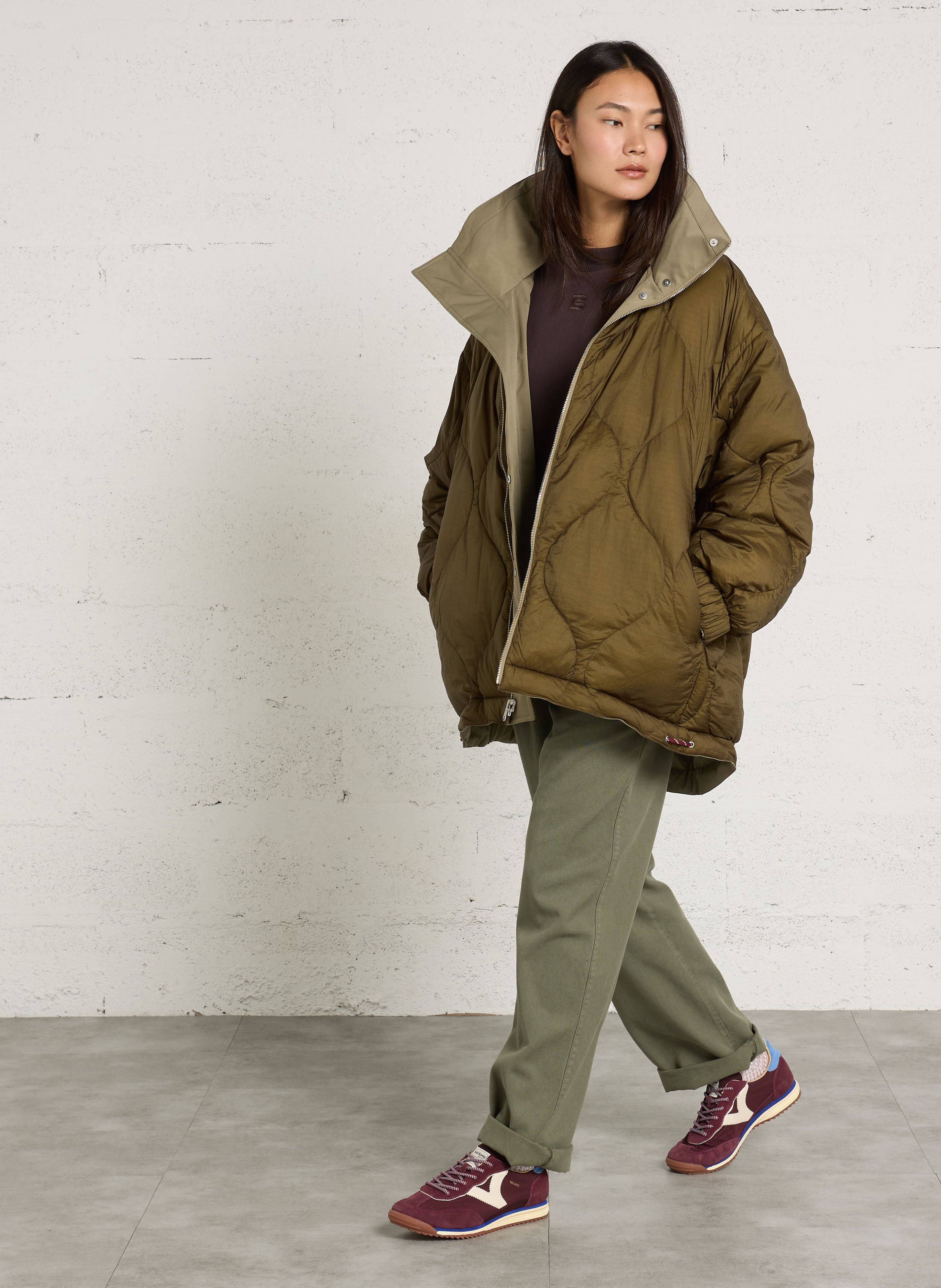 Loose-fit round-neck cotton blend sweater BELLEROSE Brown